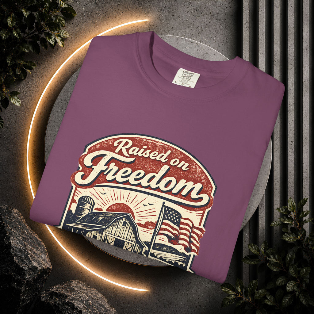Raised on Freedom T-Shirt — Vintage American Flag Graphic Tee