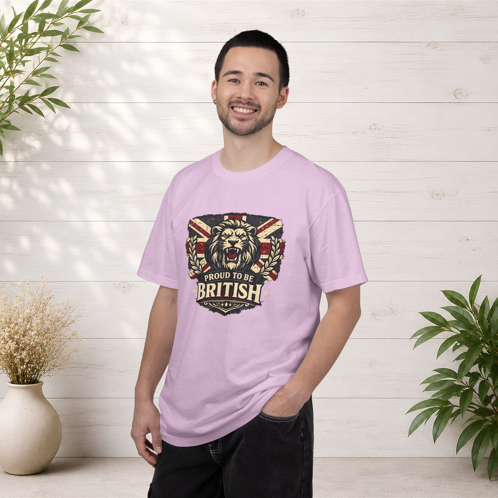 British Lion T-Shirt — "Proud to Be British" Union Jack Graphic Tee