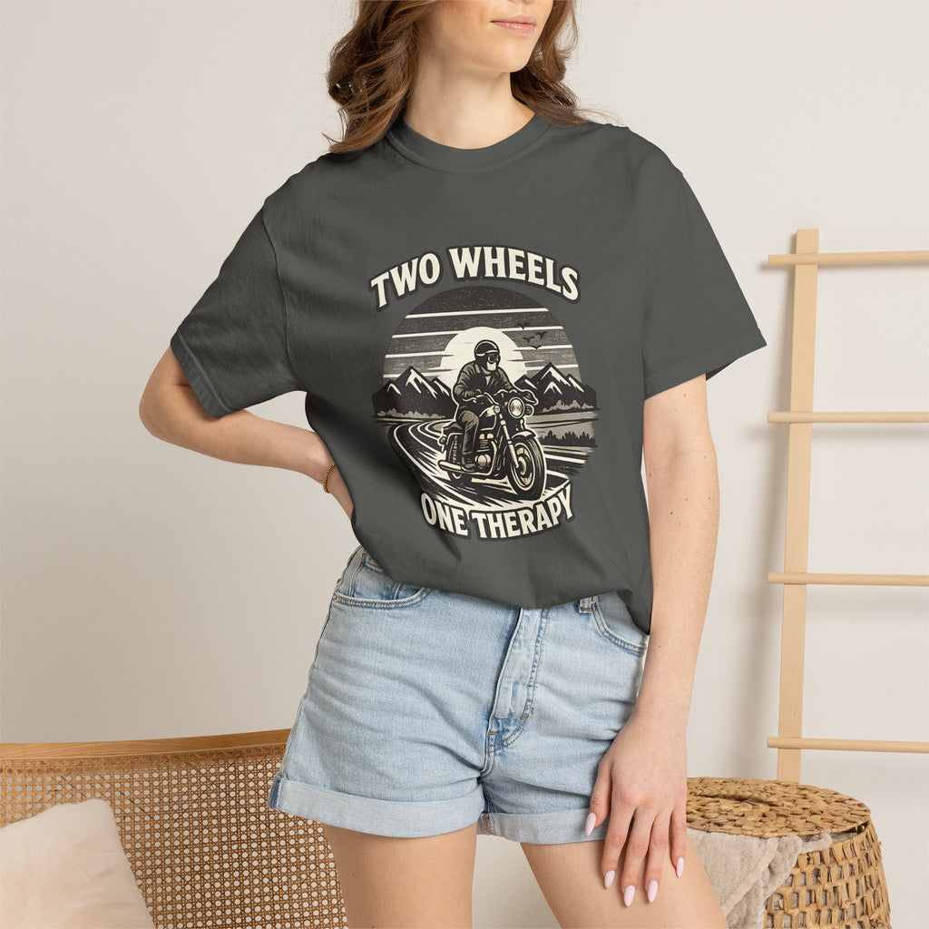 Motorcycle T-Shirt – "Two Wheels One Therapy" Rider Tee
