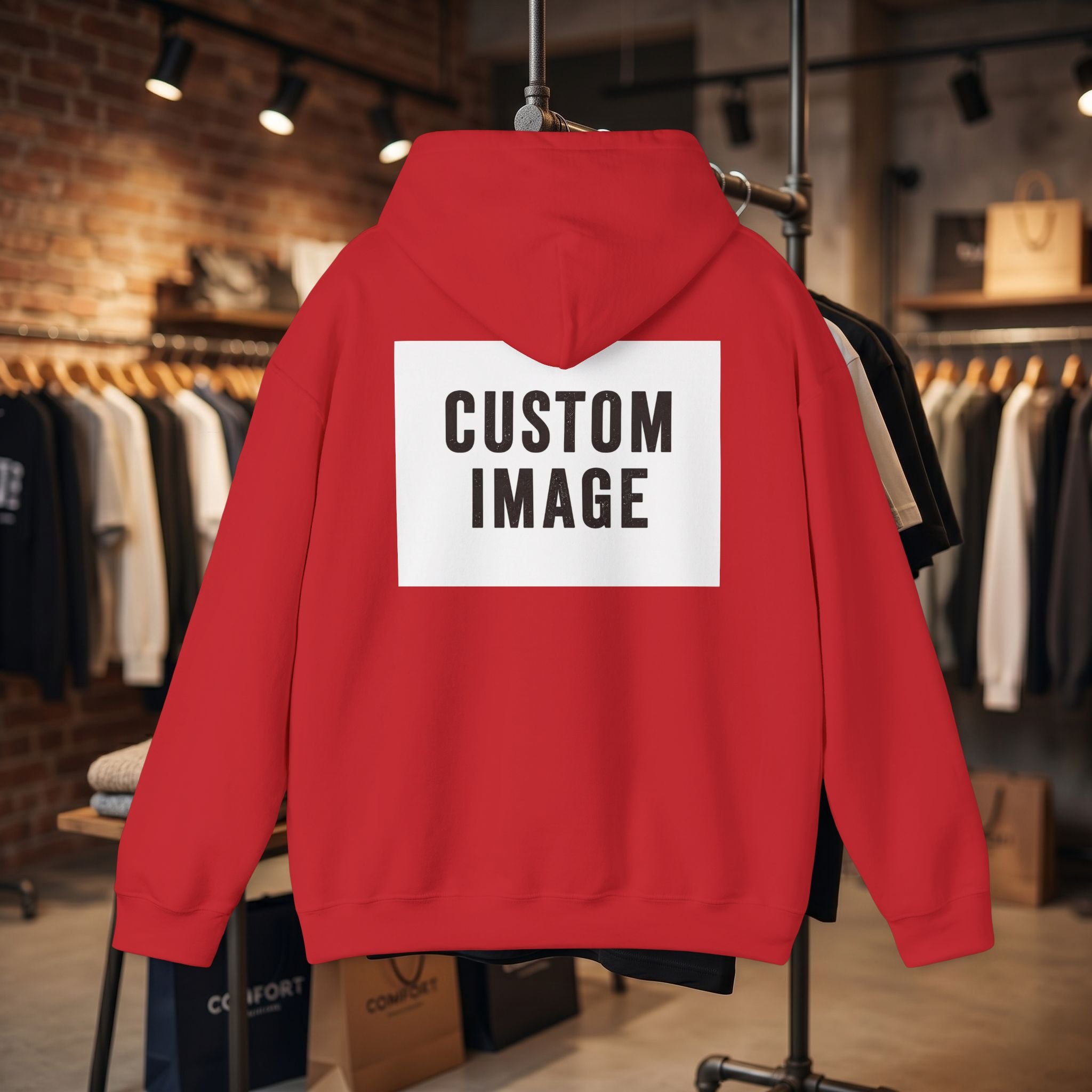 Custom Front Small Left and Back Image Hoodie — Personalized White Pullover Hooded Sweatshirt
