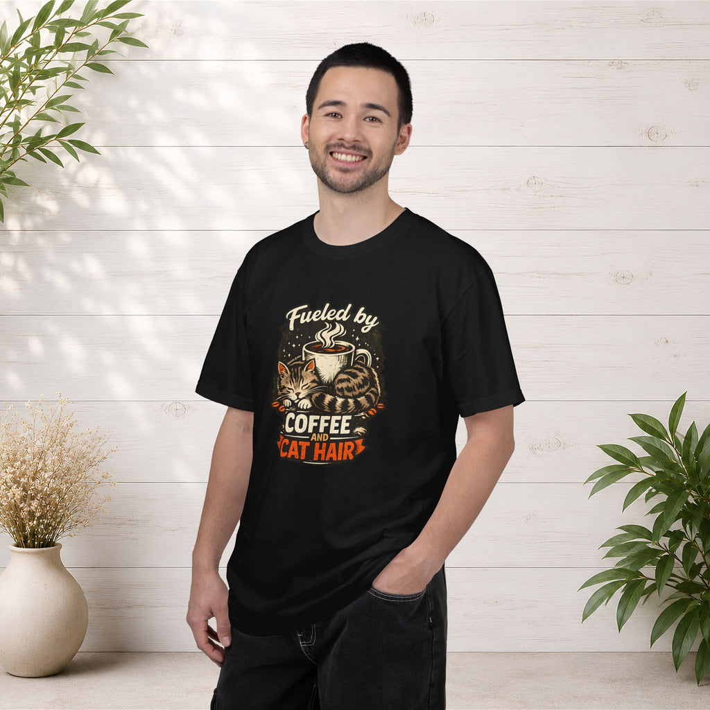 Coffee & Cat Hair T-Shirt — "Fueled by Coffee and Cat Hair" Graphic Tee