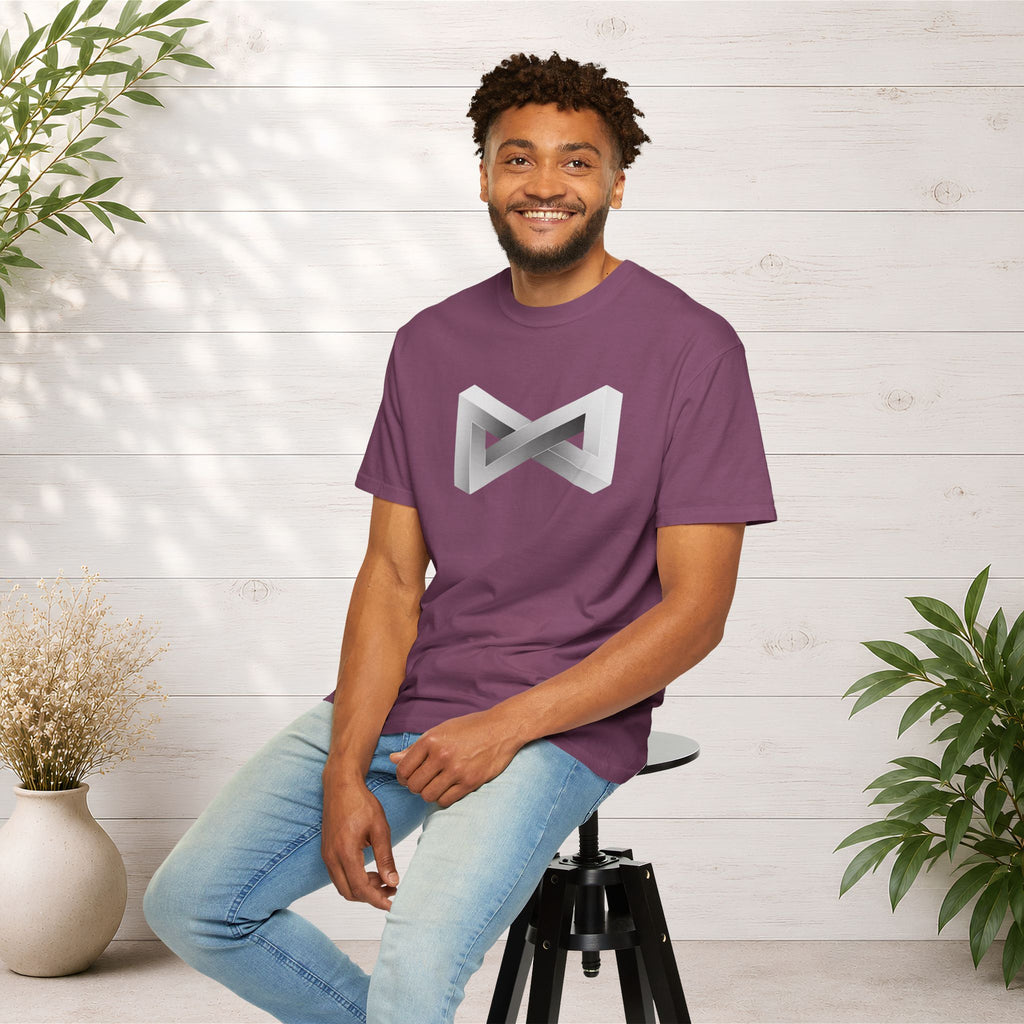 Optical Illusion Logo T-Shirt — Minimal Monochrome Infinity Design