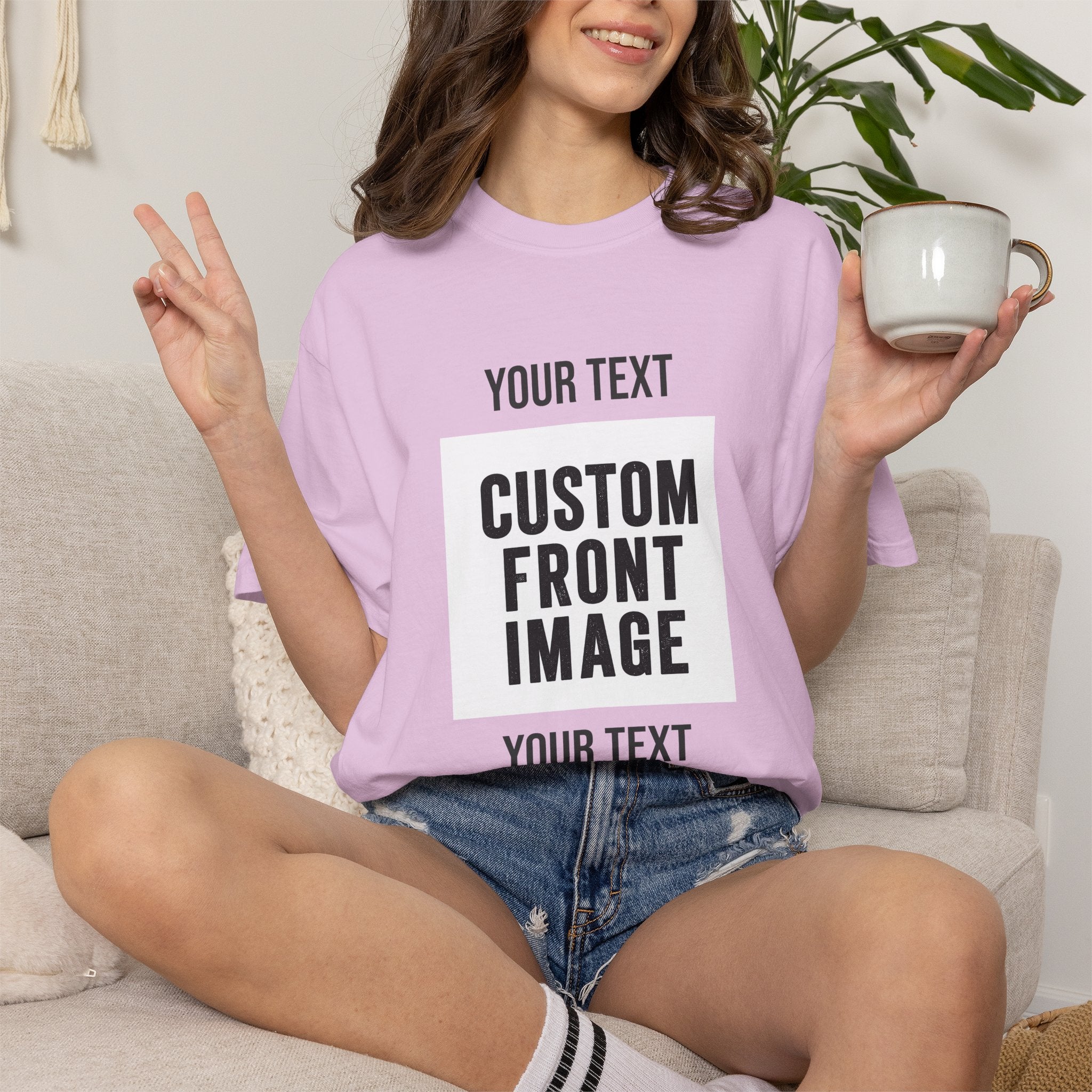Custom Front Square Print T-Shirt — Personalized Text & Image Tee