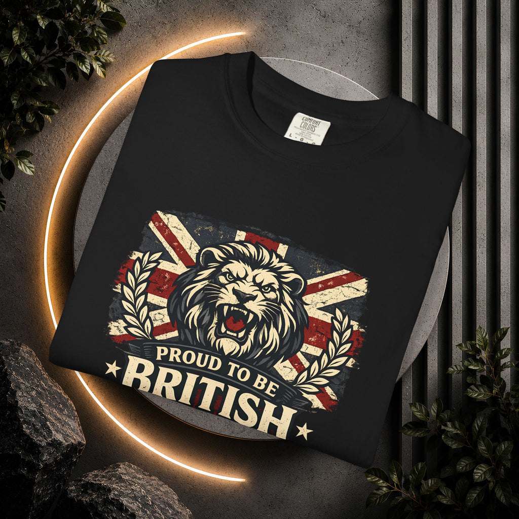 British Lion T-Shirt — "Proud to Be British" Union Jack Graphic Tee