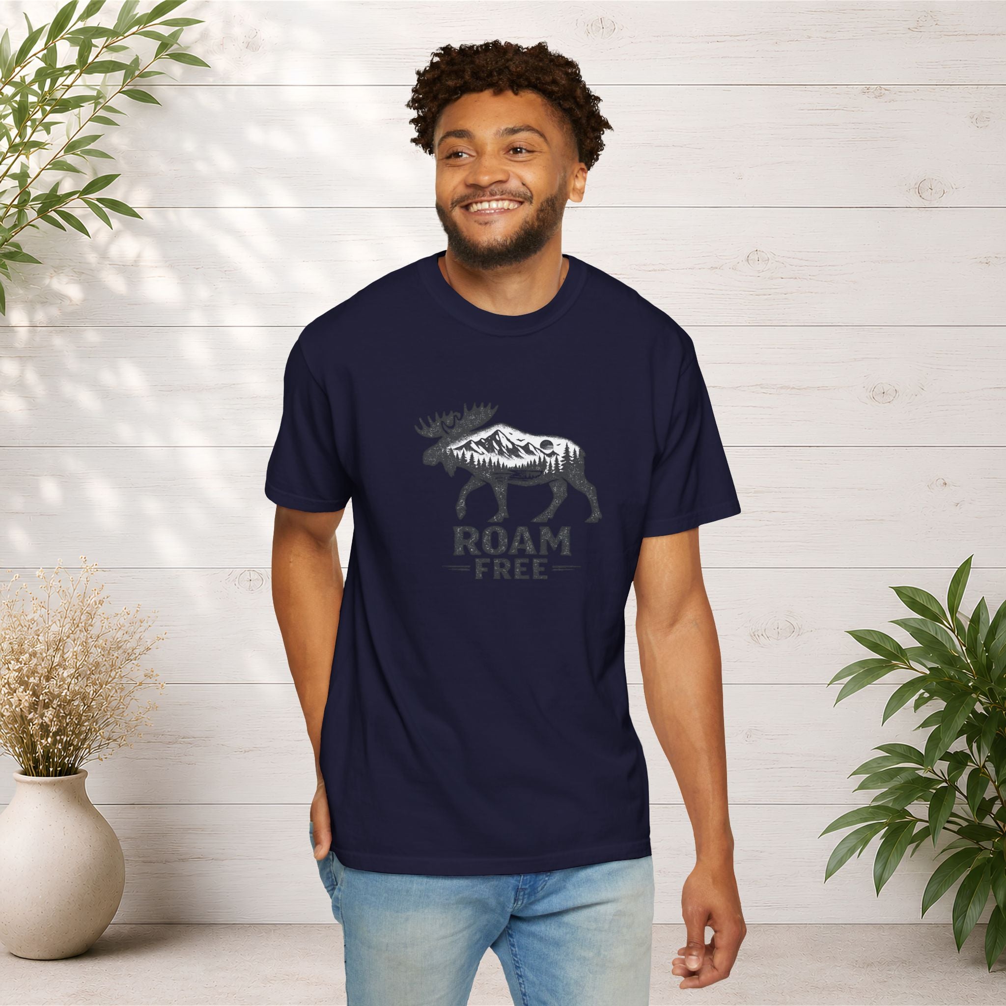 Roam Free Moose T-Shirt — Outdoorsy Nature Graphic Tee