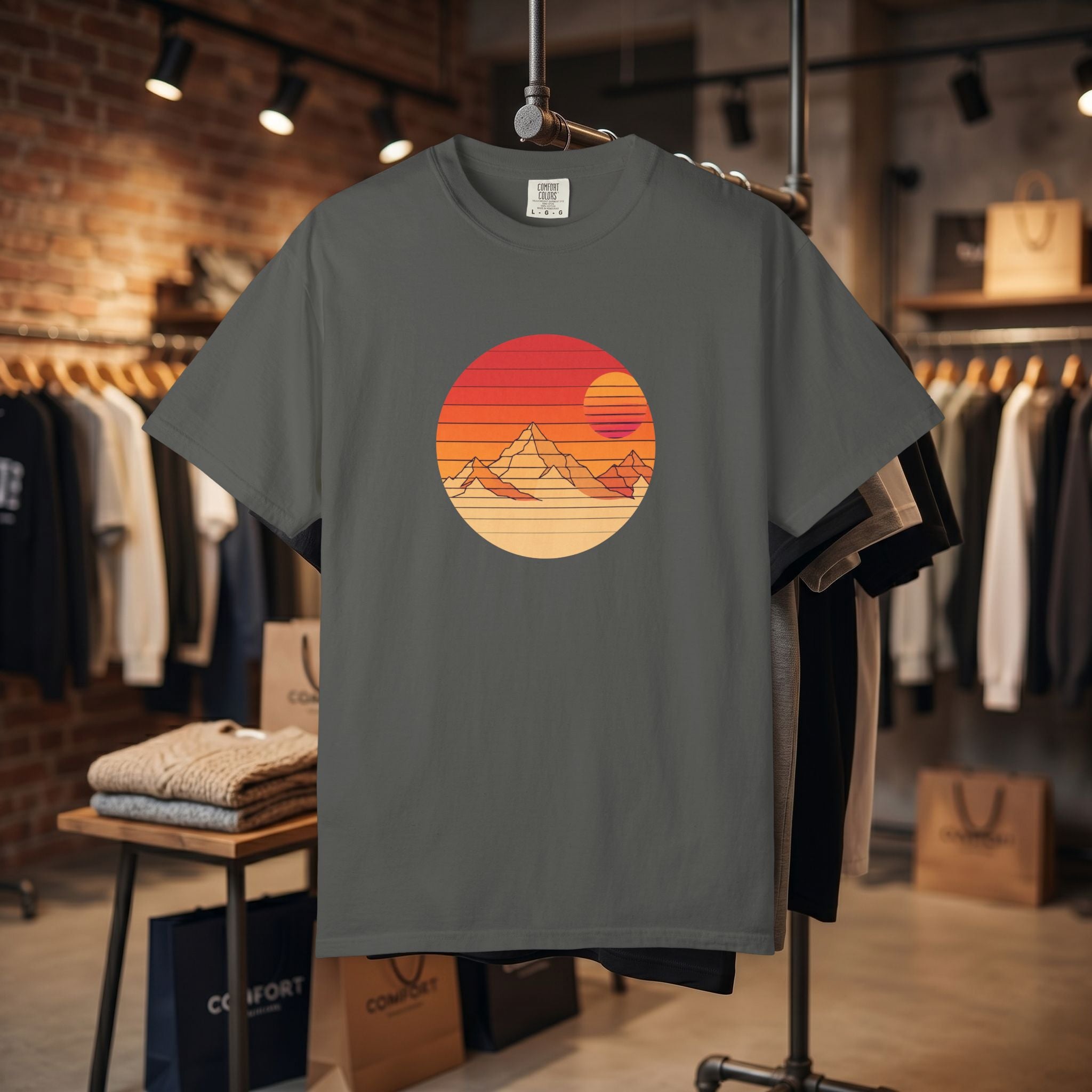 Retro Sunset Mountain T-shirt | Vintage Mountain Graphic Tee