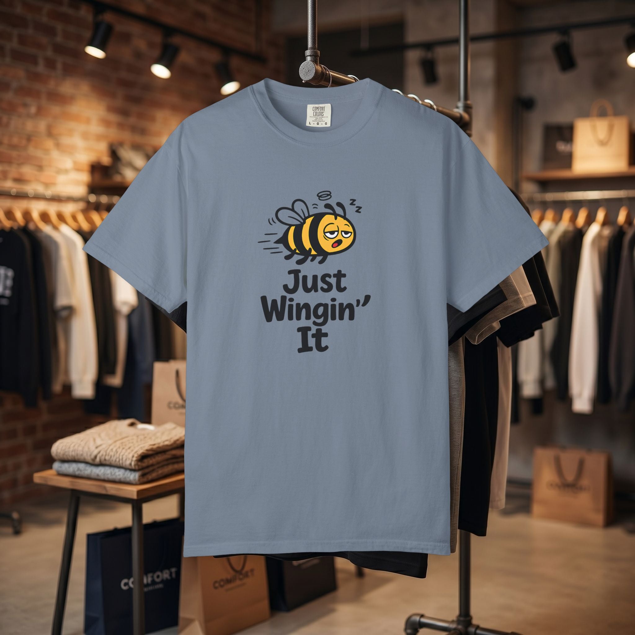 Just Wingin' It Bee T-Shirt — Funny Bee Graphic Tee
