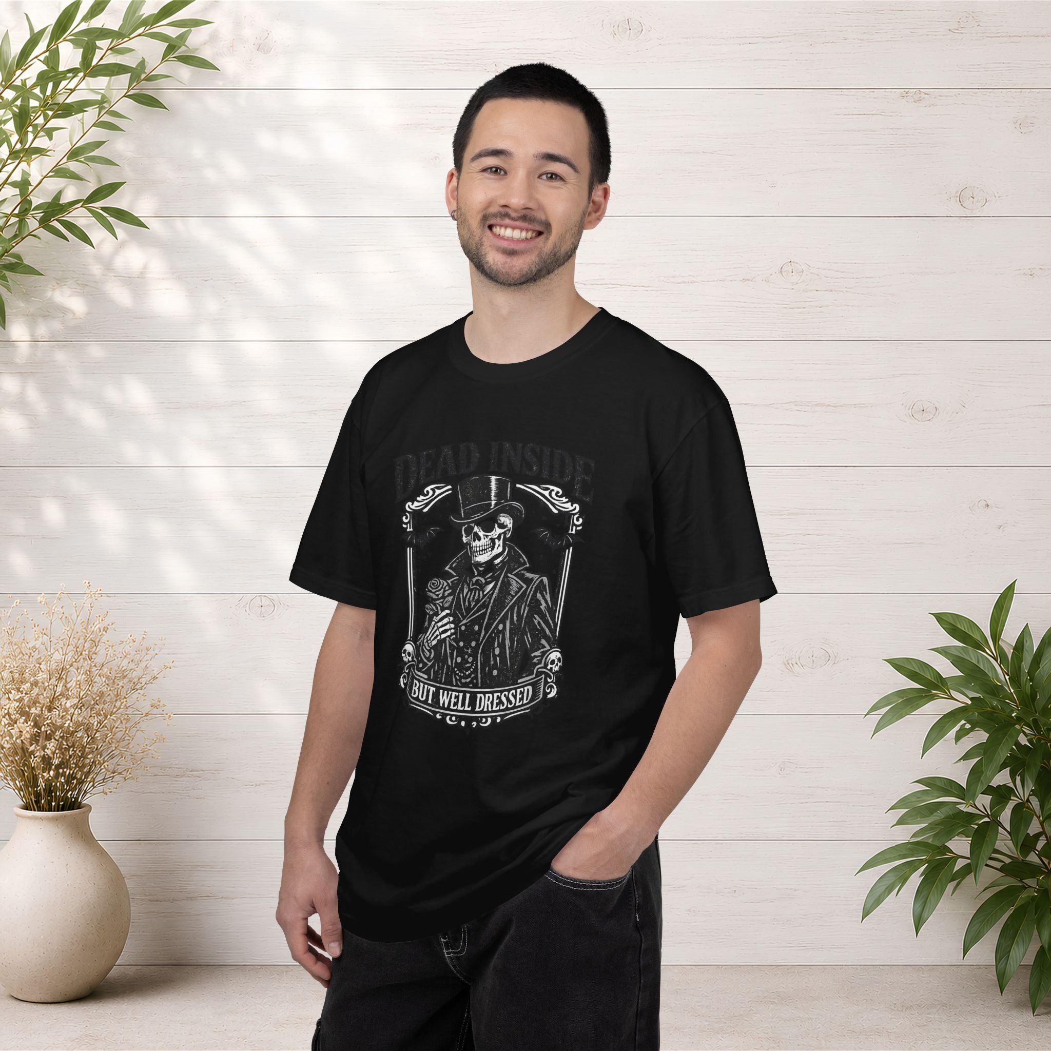 Dead Inside But Well Dressed T-Shirt — Gothic Skeleton Vintage Graphic Tee