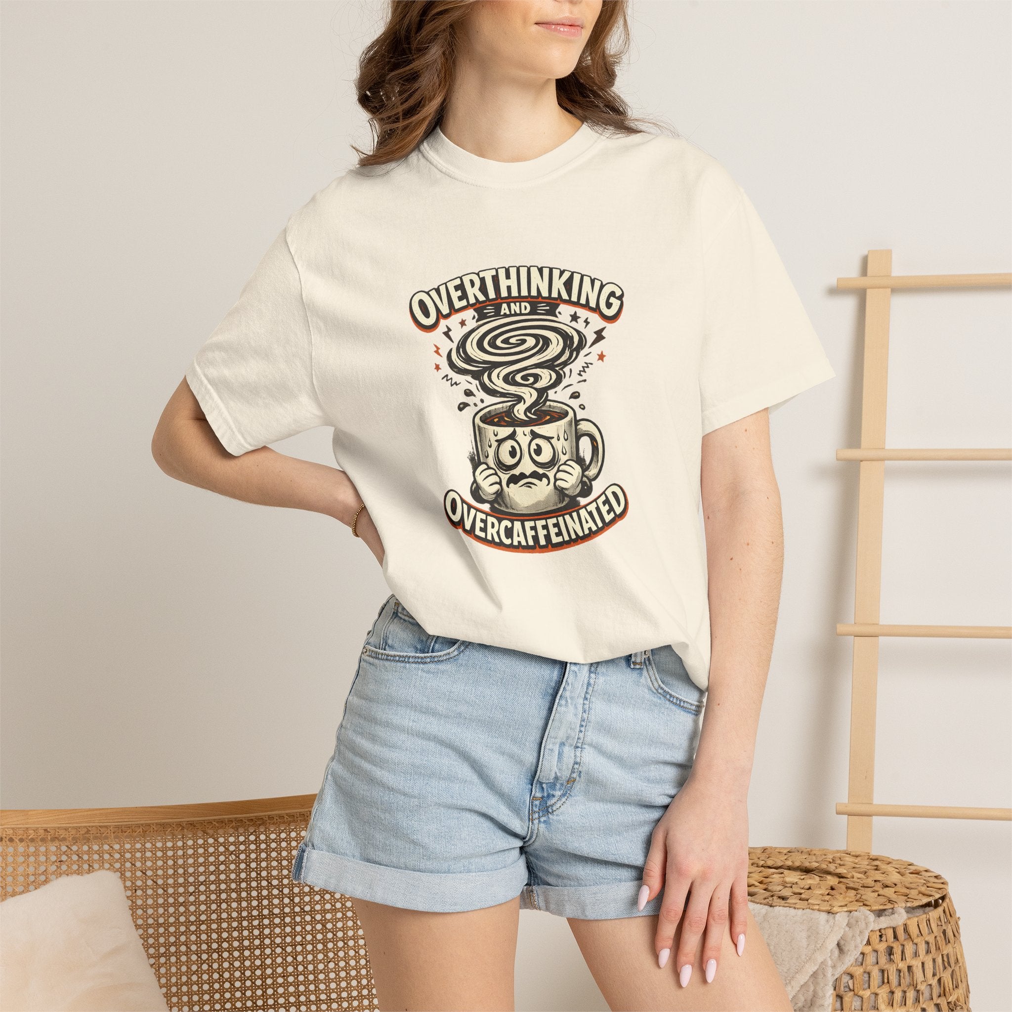 Overthinking & Overcaffeinated T-Shirt — Funny Coffee & Anxiety Graphic Tee