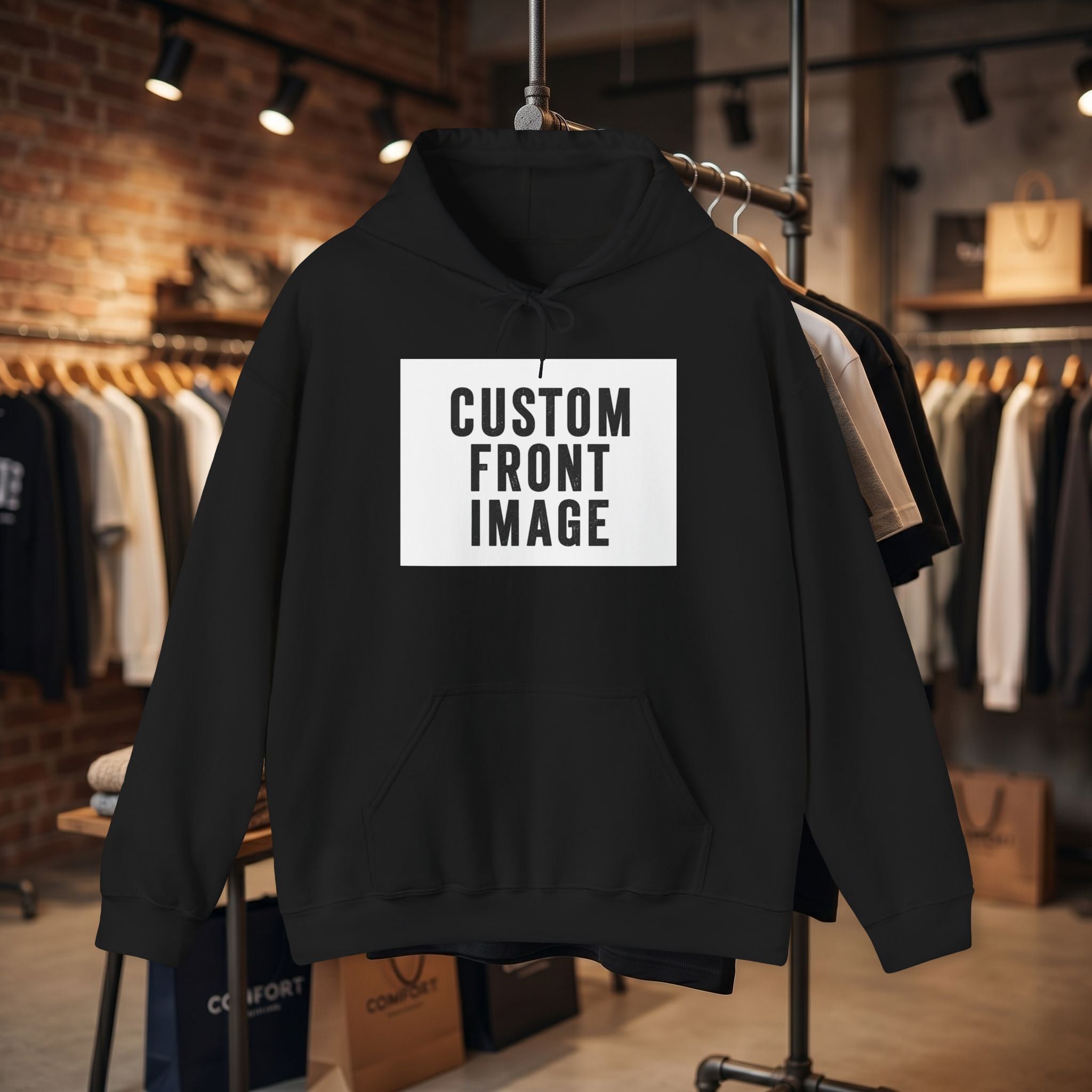 Custom Front Image Hoodie — Personalized White Pullover Hooded Sweatshirt