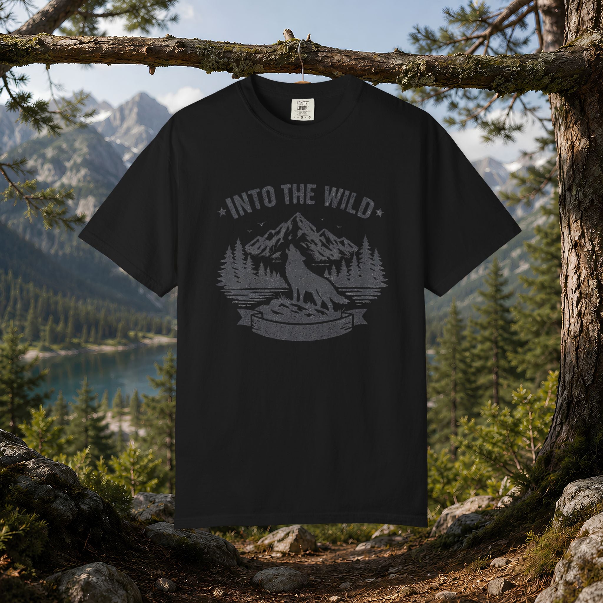 Into the Wild Wolf T-Shirt — Mountain Camping Adventure Tee