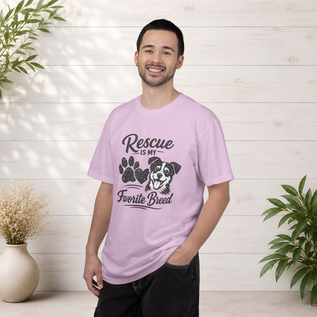 Rescue Is My Favorite Breed T-Shirt — Dog Rescue Paw Print Tee