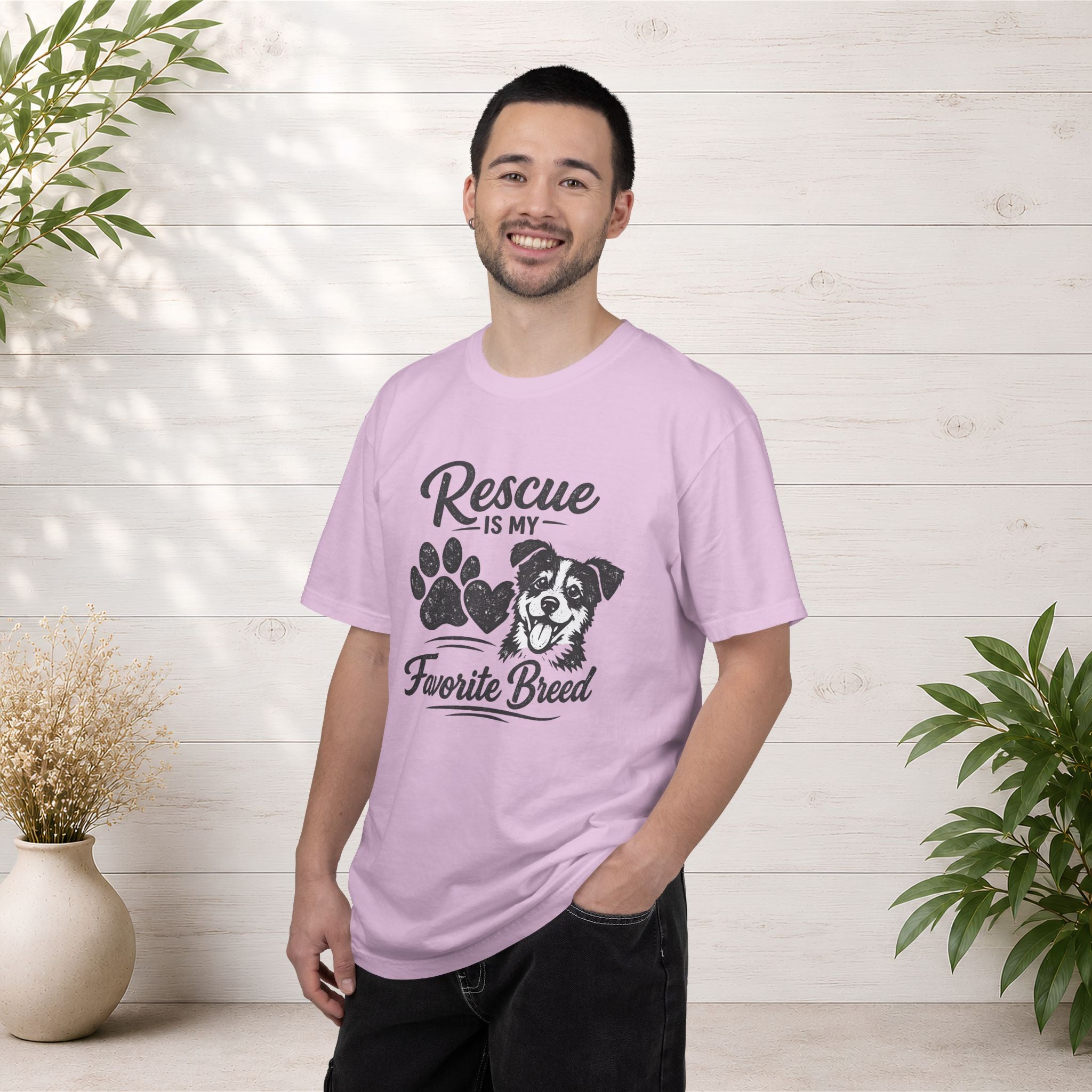 Rescue Is My Favorite Breed T-Shirt — Dog Rescue Paw Print Tee
