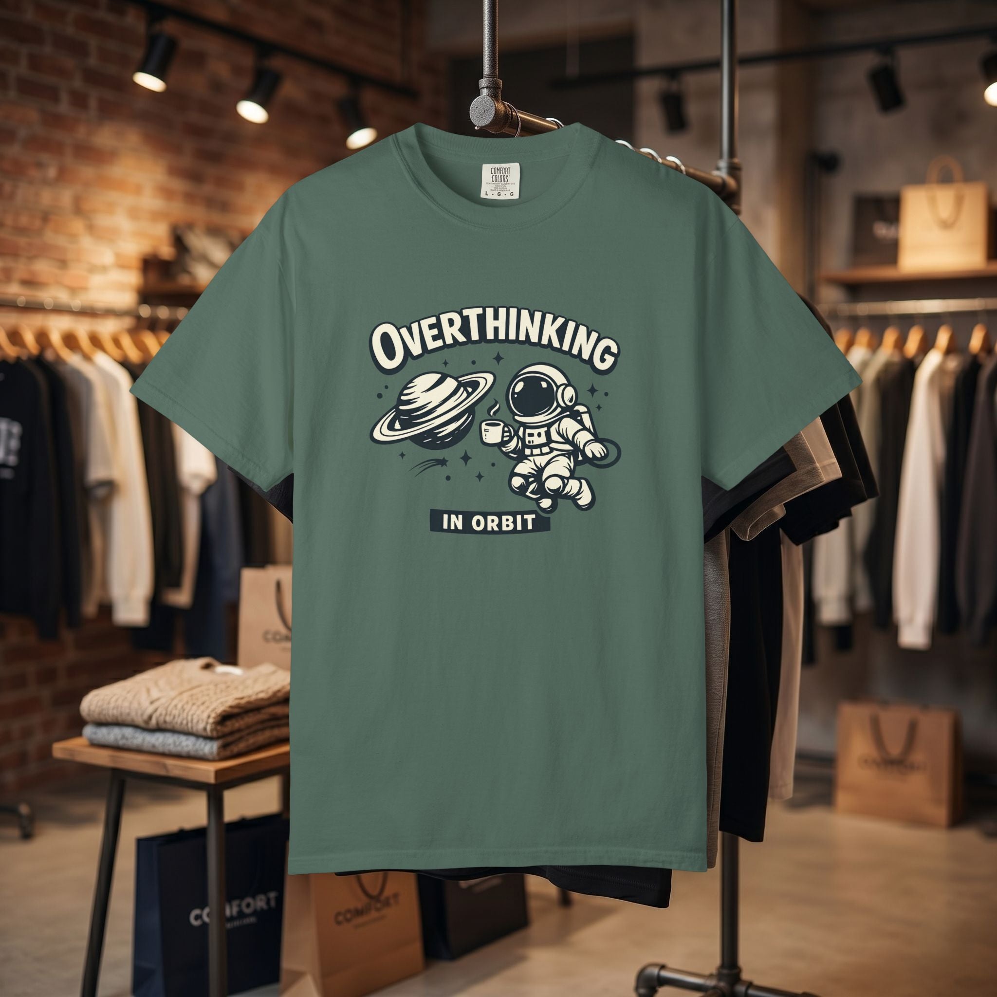 Overthinking In Orbit T-Shirt — Cute Astronaut Graphic Tee