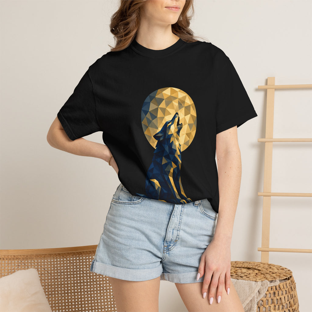 Geometric Howling Wolf T-Shirt | Moon Silhouette