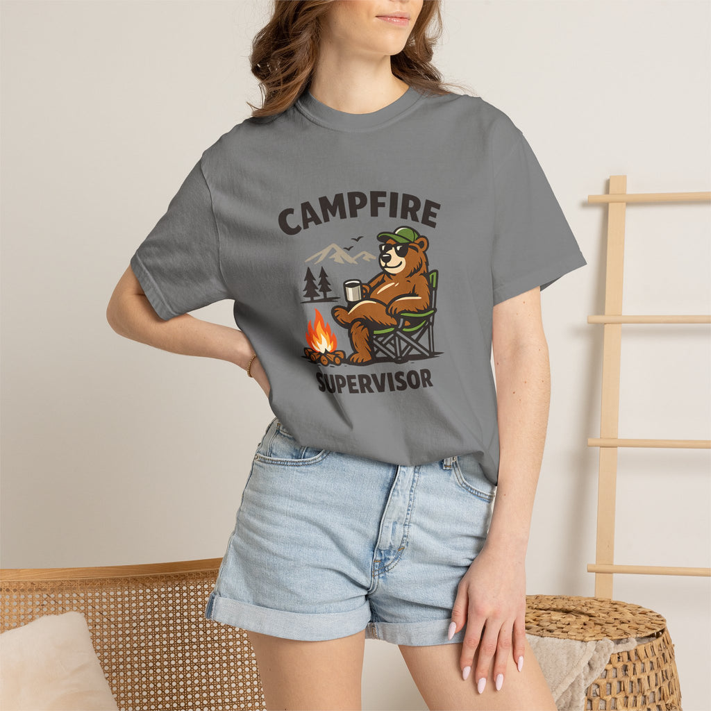 Campfire Supervisor T-Shirt — Funny Bear Camping Tee