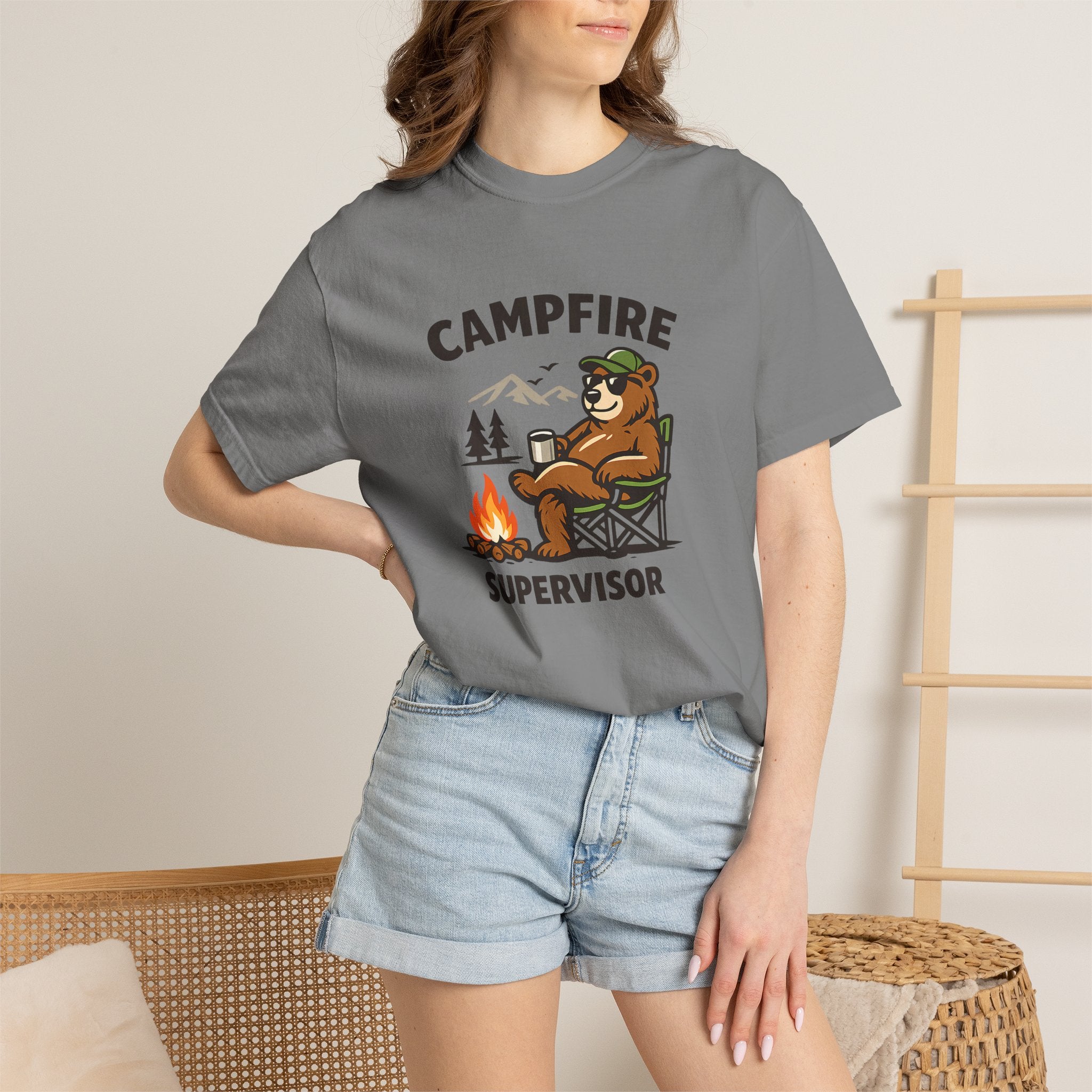 Campfire Supervisor T-Shirt — Funny Bear Camping Tee
