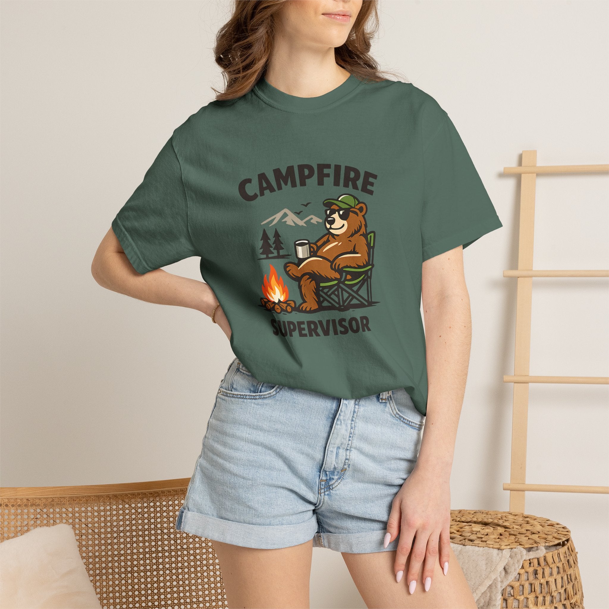 Campfire Supervisor T-Shirt — Funny Bear Camping Tee