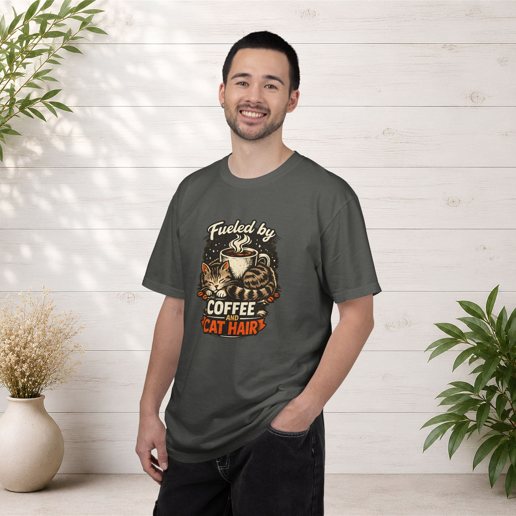 Coffee & Cat Hair T-Shirt — "Fueled by Coffee and Cat Hair" Graphic Tee