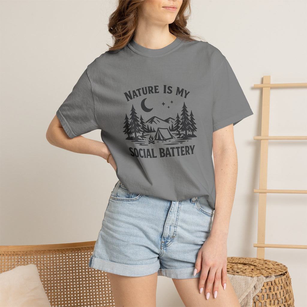 Nature Is My Social Battery T-Shirt — Outdoor Enthusiast Graphic Tee