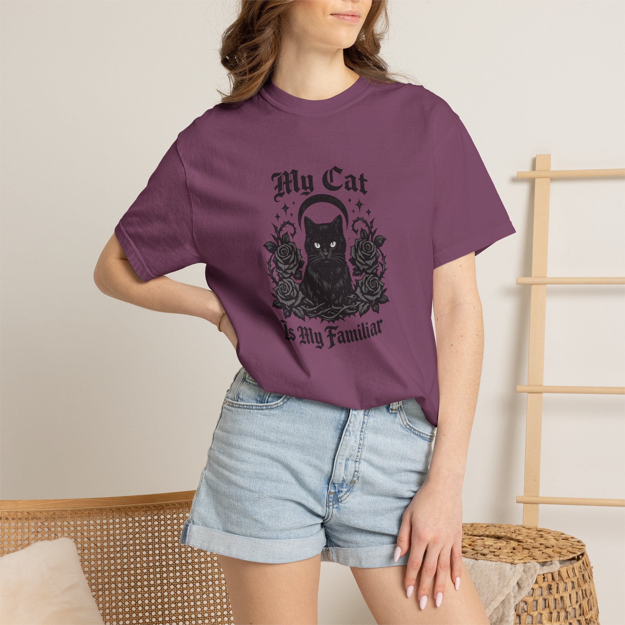 My Cat Is My Familiar T-Shirt — Gothic Cat Witch Tee
