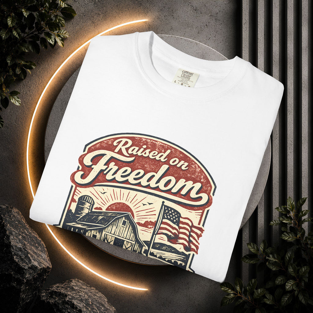 Raised on Freedom T-Shirt — Vintage American Flag Graphic Tee