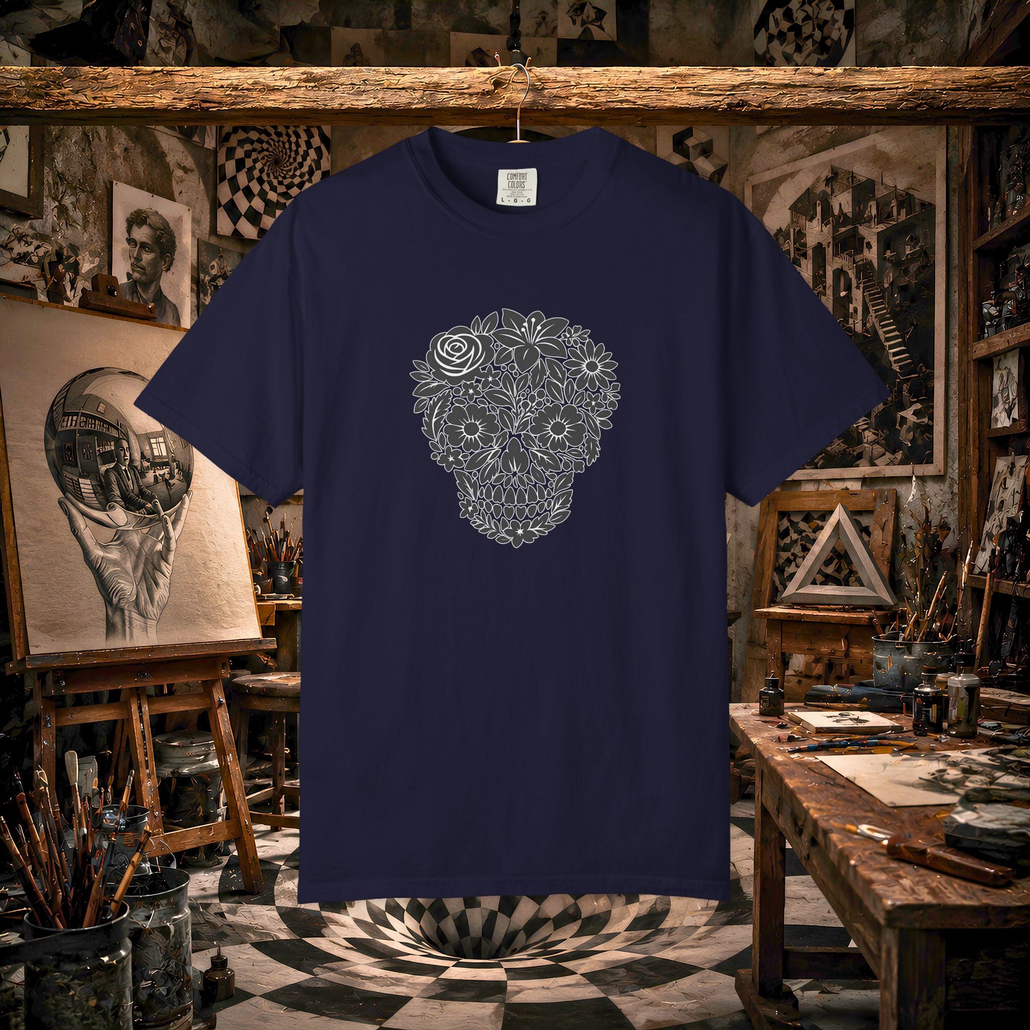 Floral Sugar Skull T-Shirt — Day of the Dead Floral Skull Tee