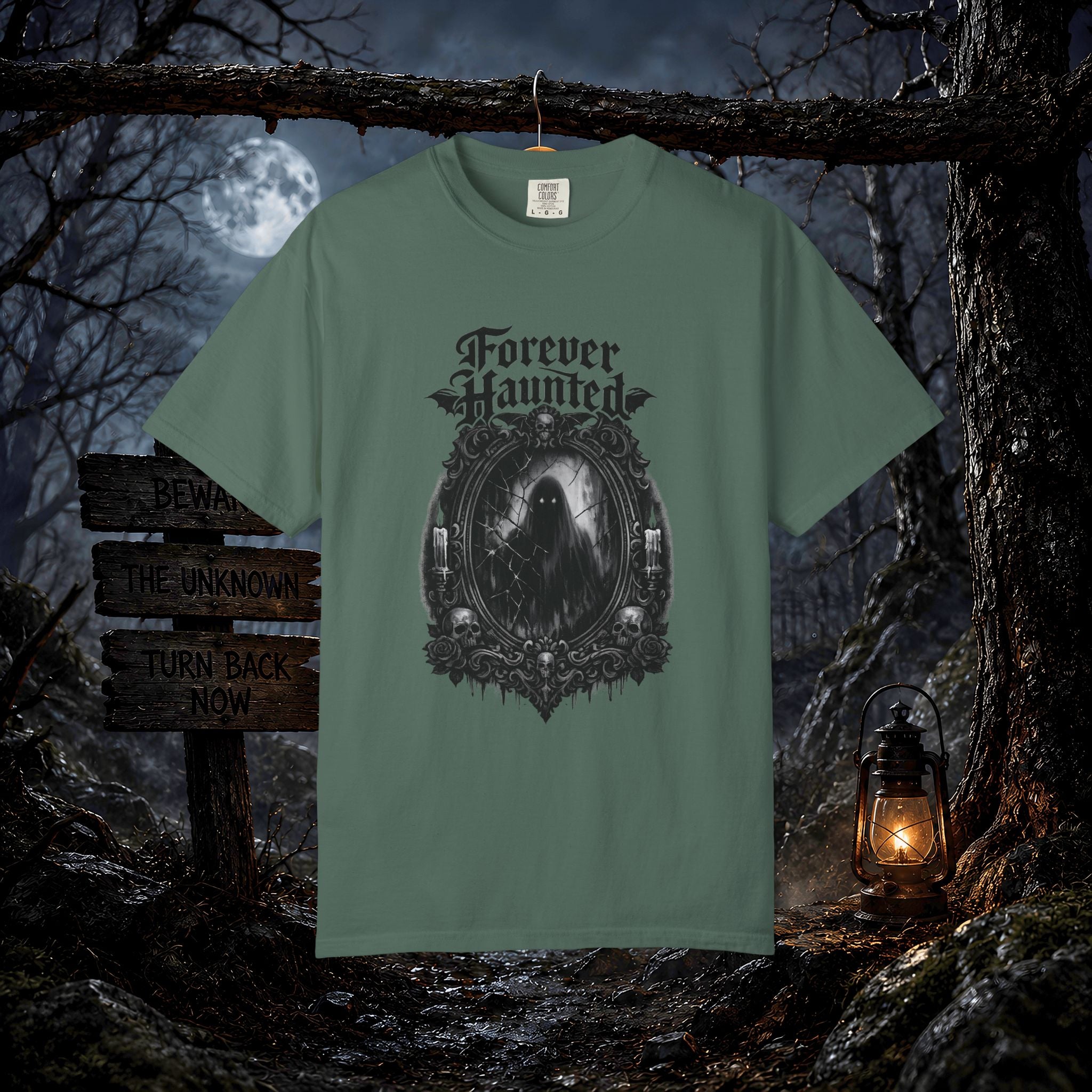 Forever Haunted T-Shirt — Gothic Ghost Graphic Tee