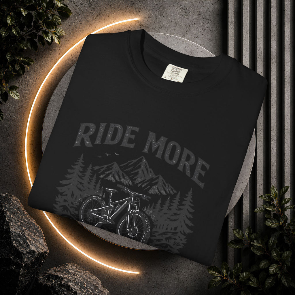 Ride More Worry Less T-Shirt — Mountain Bike Adventure Tee
