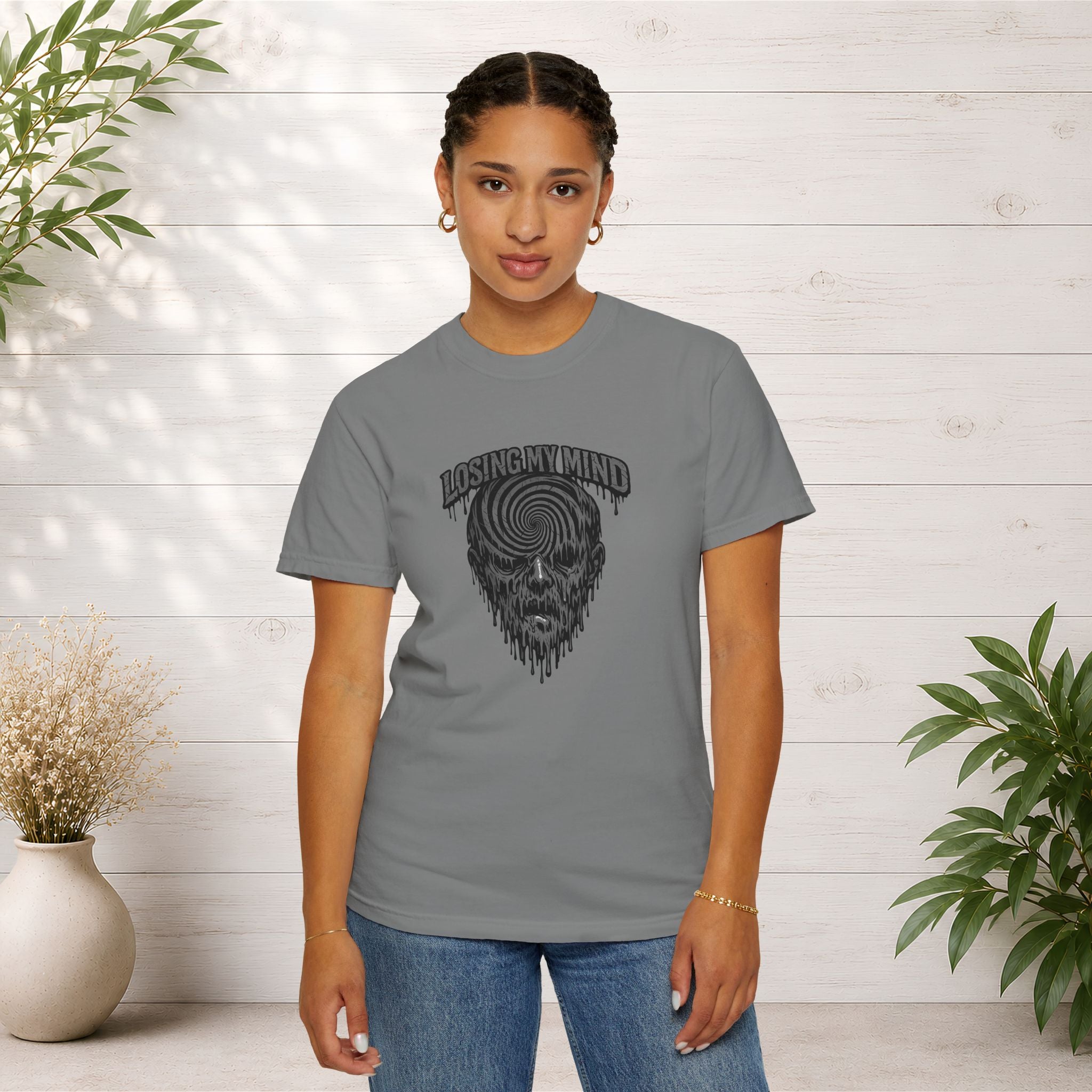 Losing My Mind Skull Tee — Psychedelic Spiral Graphic T-Shirt