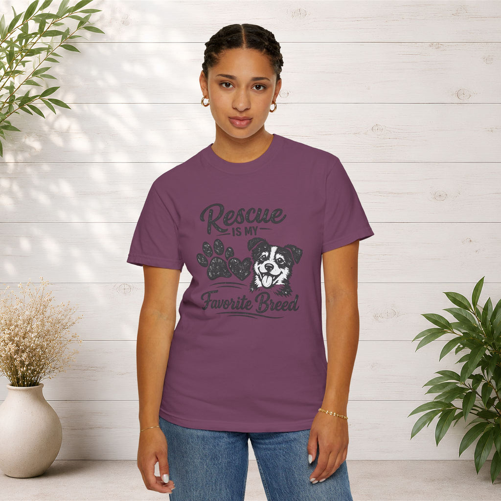 Rescue Is My Favorite Breed T-Shirt — Dog Rescue Paw Print Tee