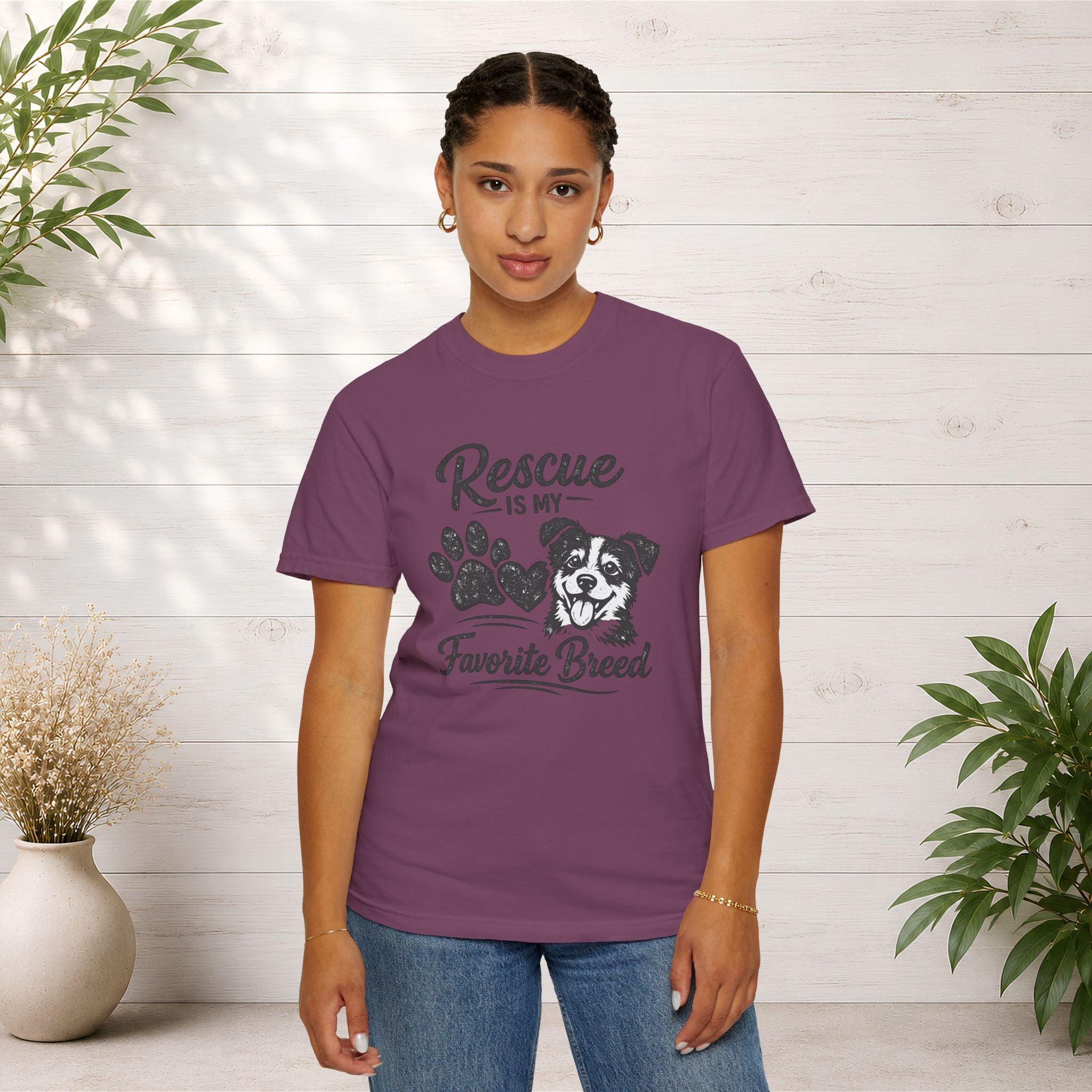 Rescue Is My Favorite Breed T-Shirt — Dog Rescue Paw Print Tee