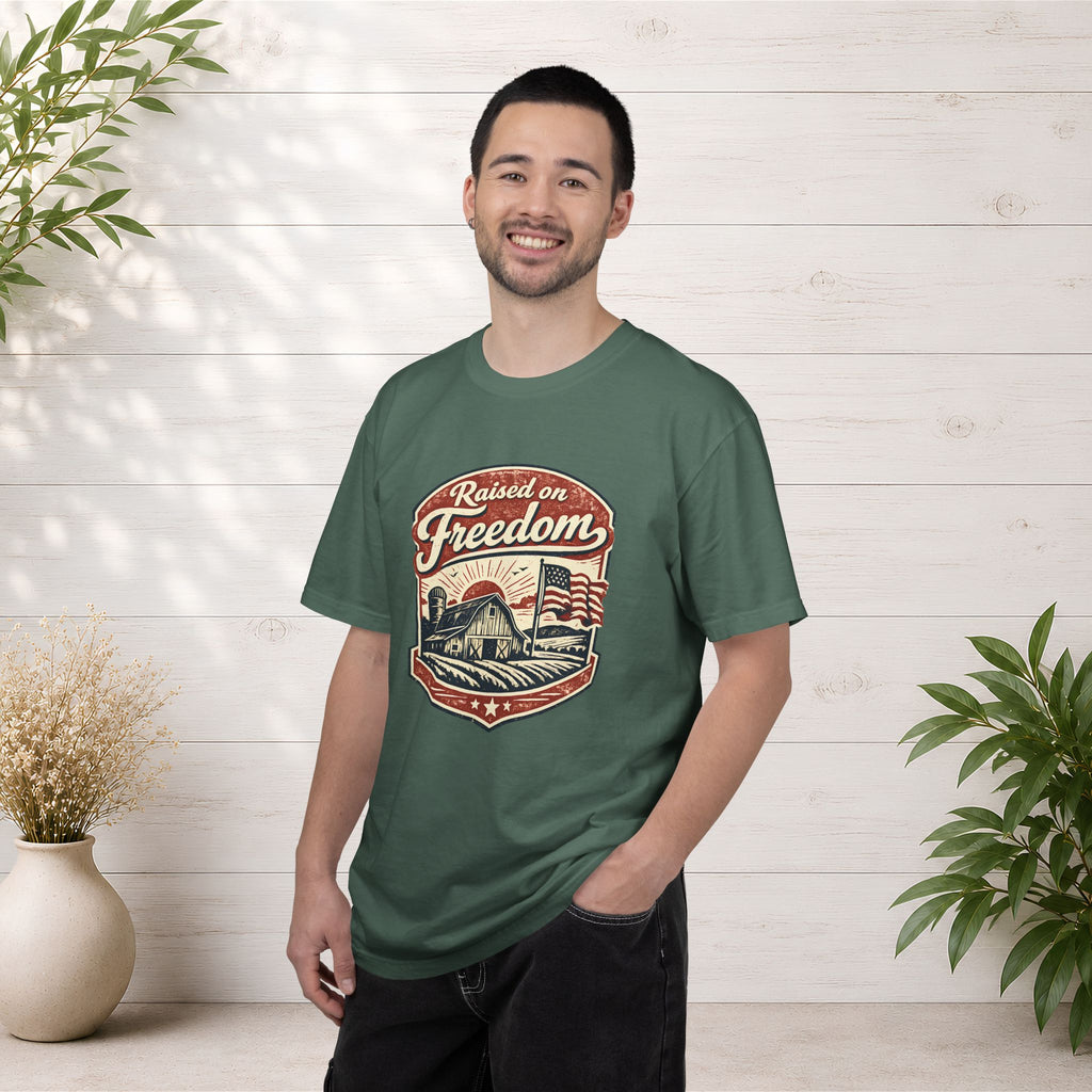 Raised on Freedom T-Shirt — Vintage American Flag Graphic Tee