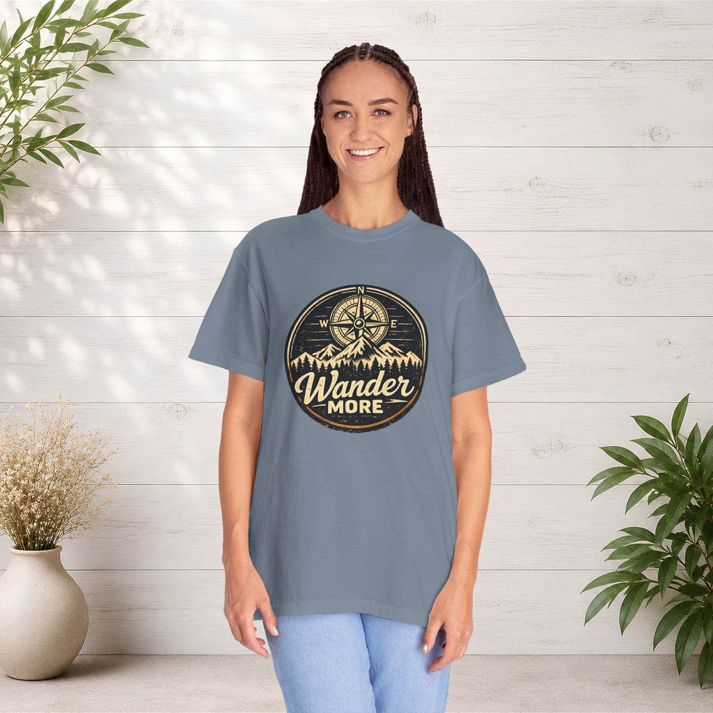 Wander More T-Shirt — Adventure Compass Graphic Tee