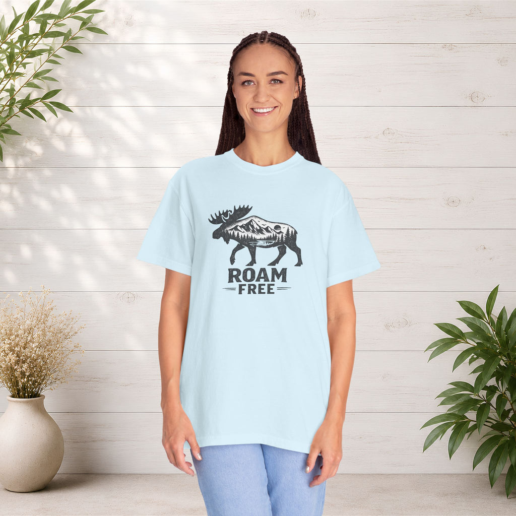 Roam Free Moose T-Shirt — Outdoorsy Nature Graphic Tee