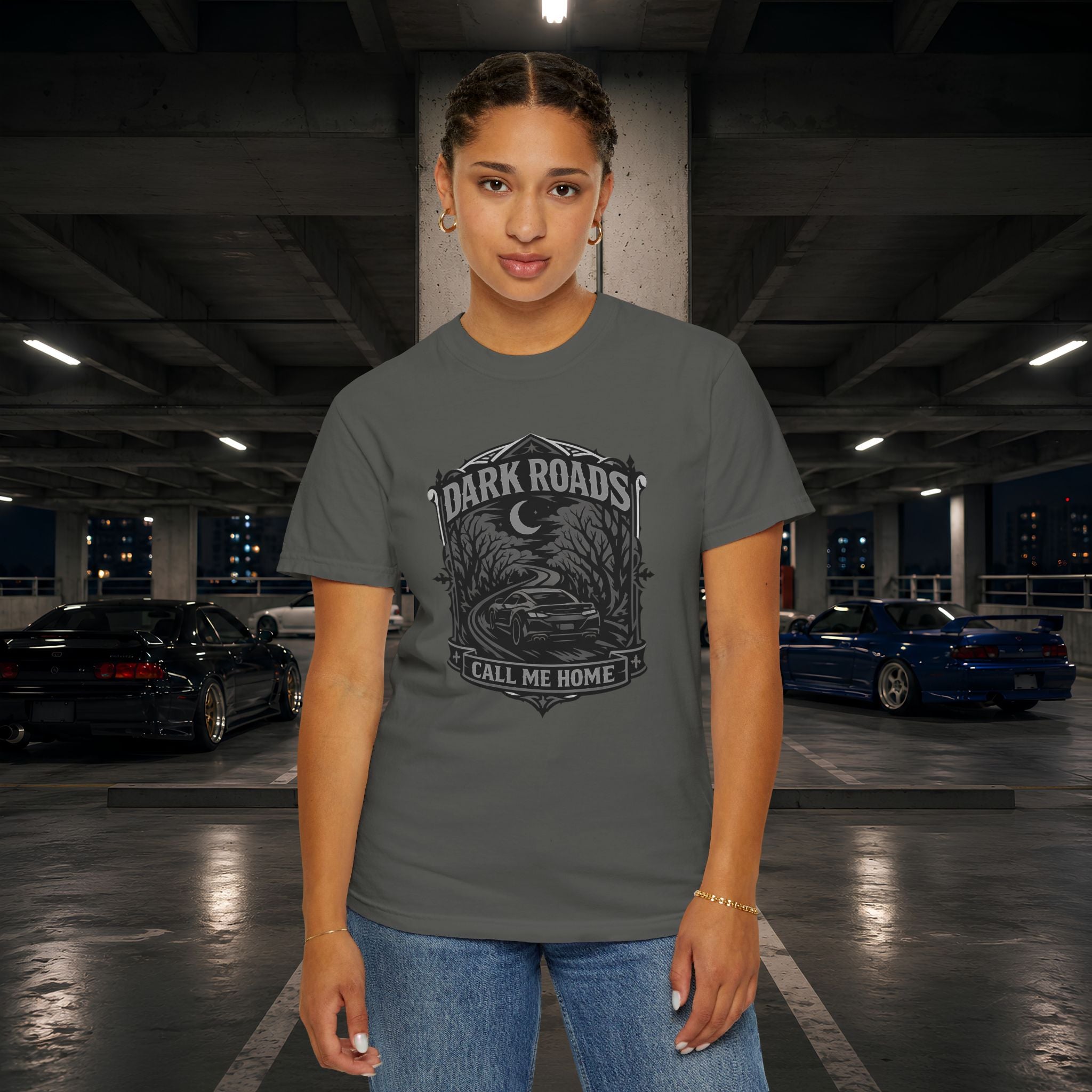 Dark Roads Call Me Home T-Shirt — Vintage Night Drive Graphic Tee