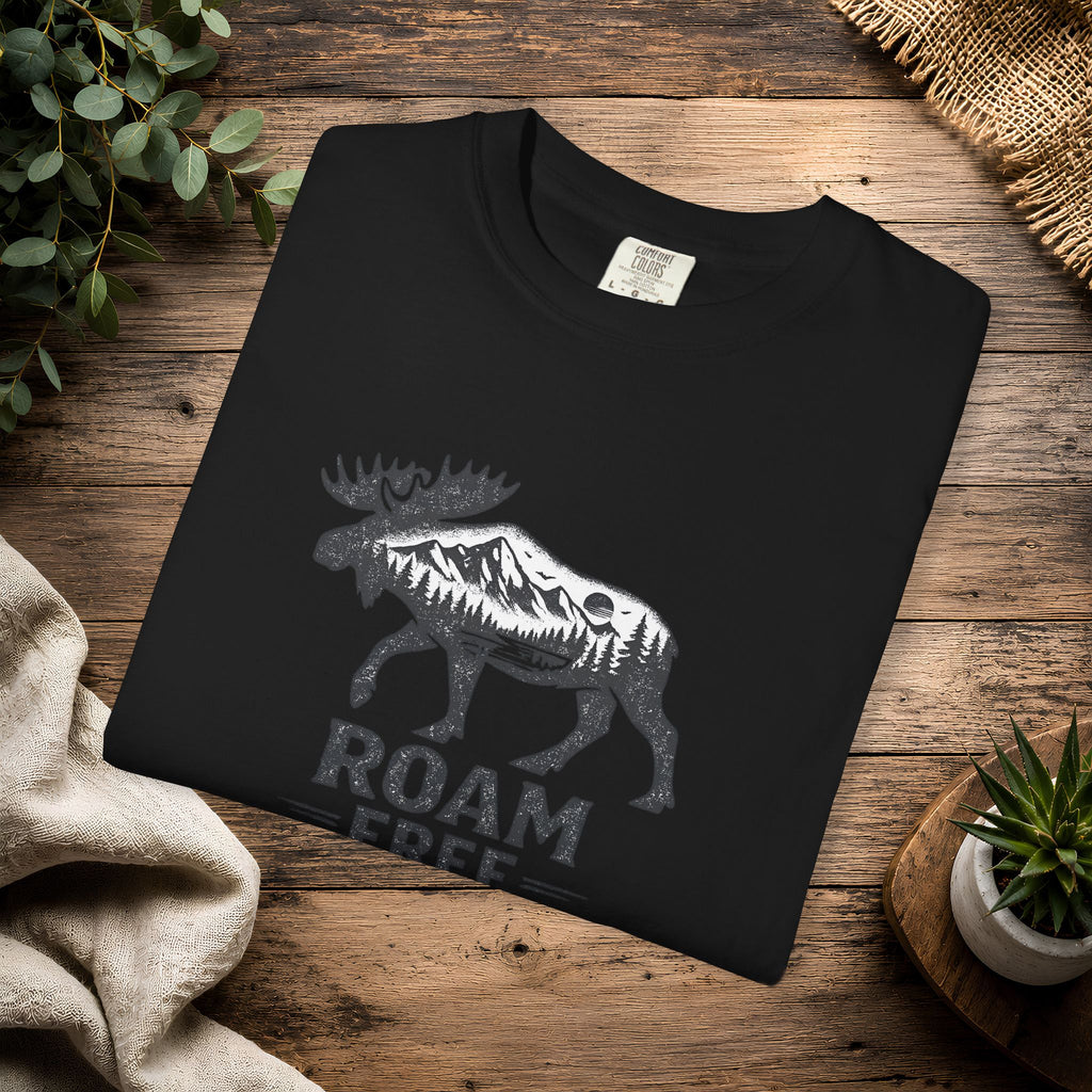 Roam Free Moose T-Shirt — Outdoorsy Nature Graphic Tee