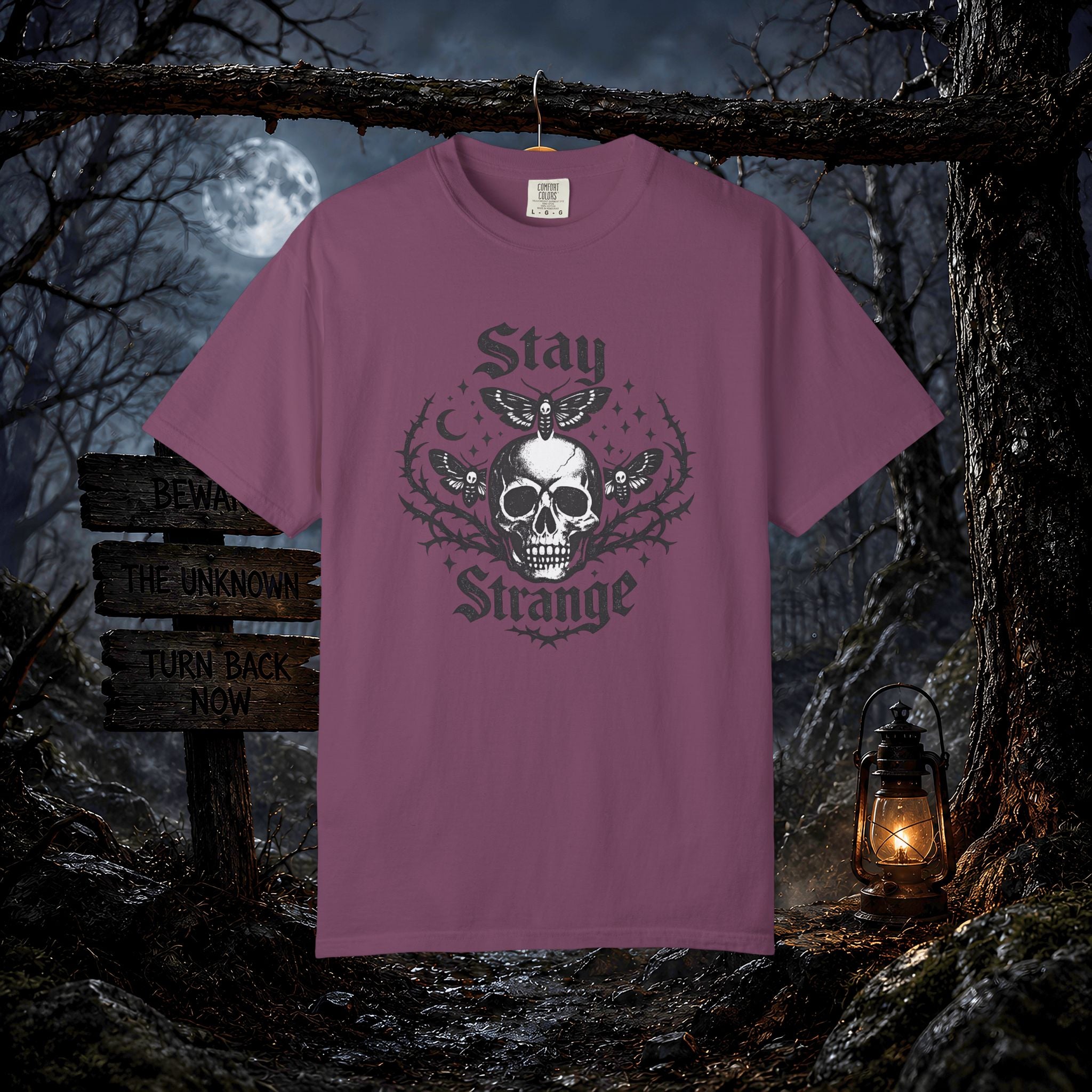 Stay Strange Skull T-Shirt — Gothic Skull Graphic Tee