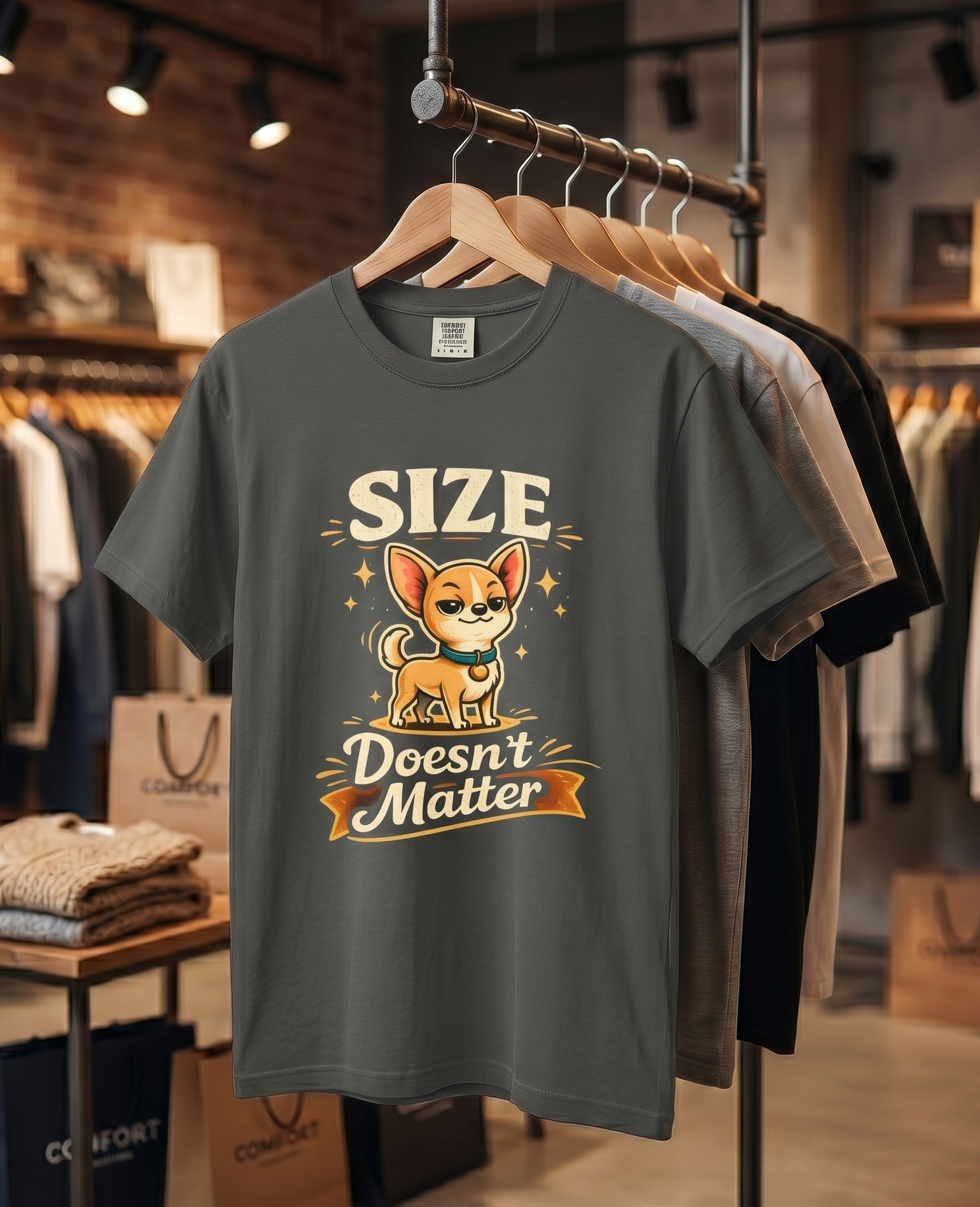 Size Doesnt Matter Chihuahua T-Shirt | Cute Dog Graphic Tee