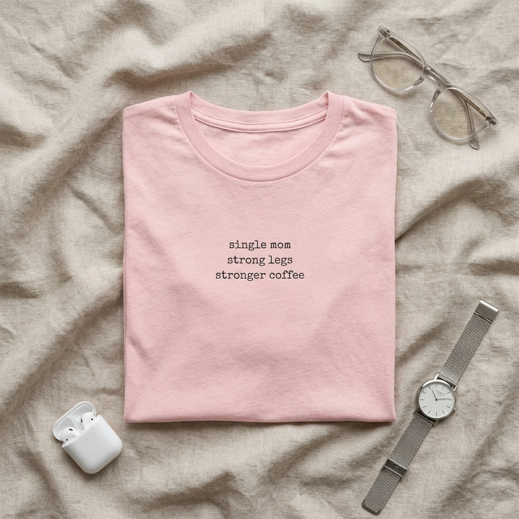Single Mom Strong Legs Stronger Coffee Tee | Women's T-Shirt