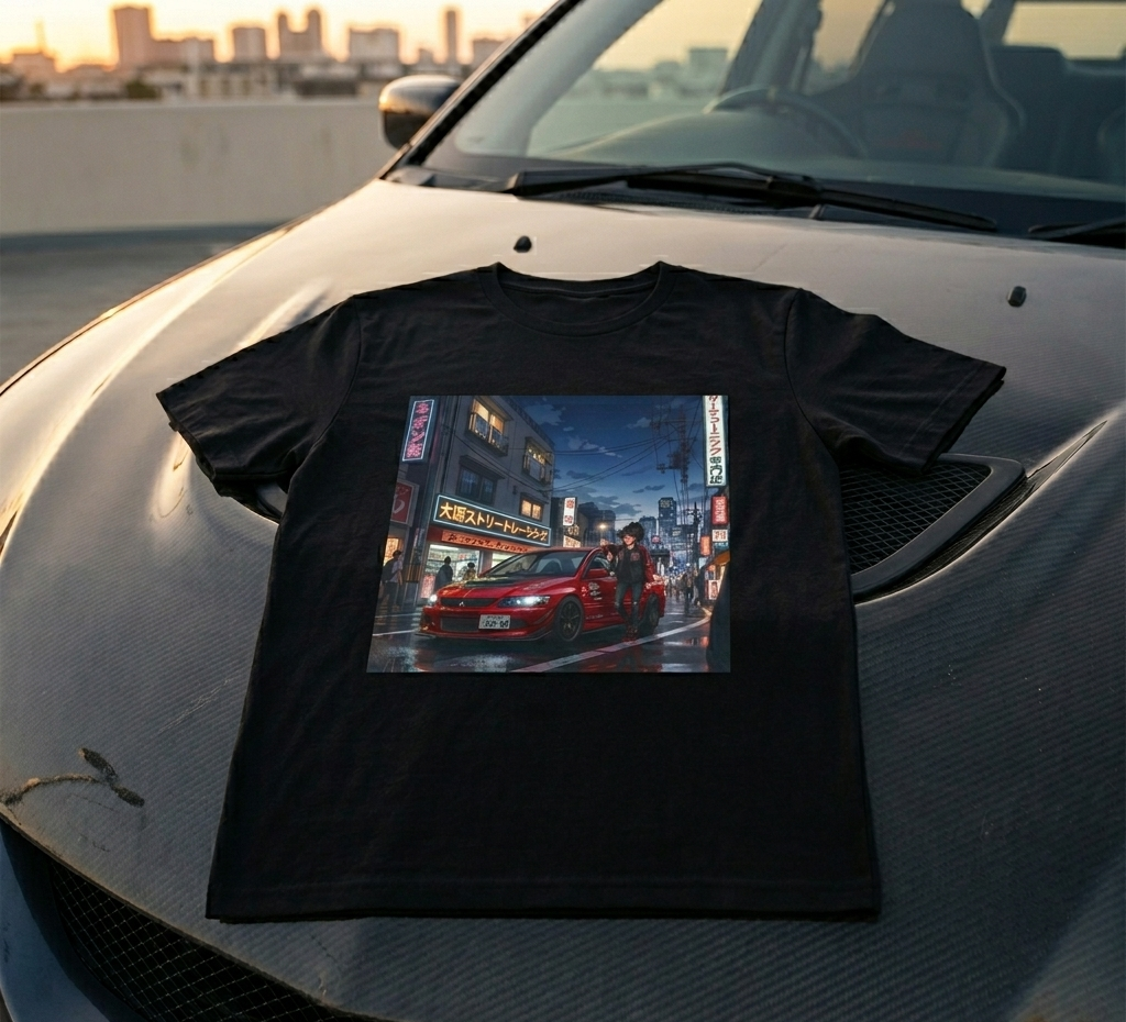 Evo Anime City Night Scene T-Shirt | Neon Skyline Streetwear