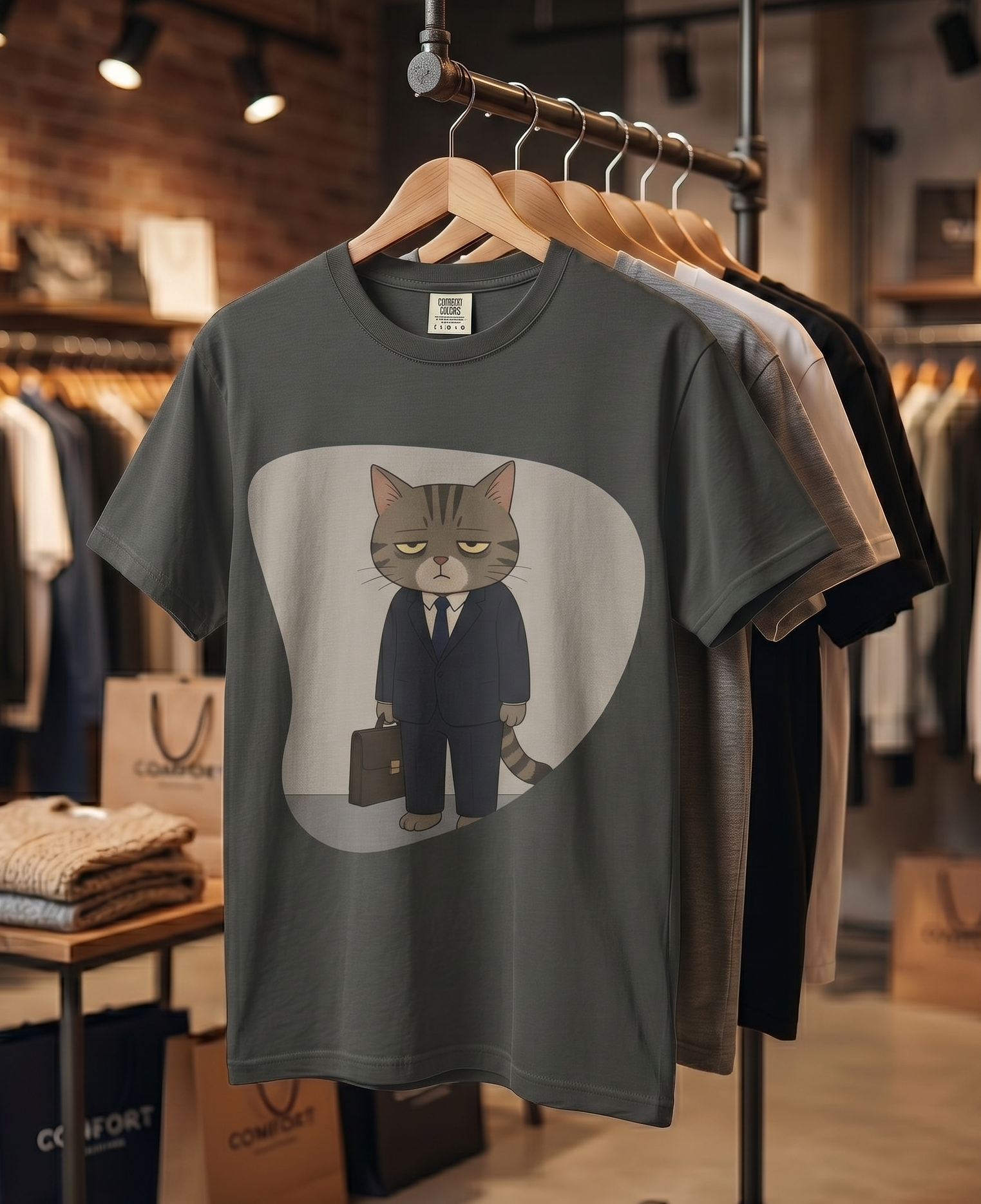 Grumpy Cat in Suit T-shirt | Cat Businessman Illustration