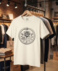 Rose in Ouroboros Snake Circle T-shirt | Botanical Vintage Line Art