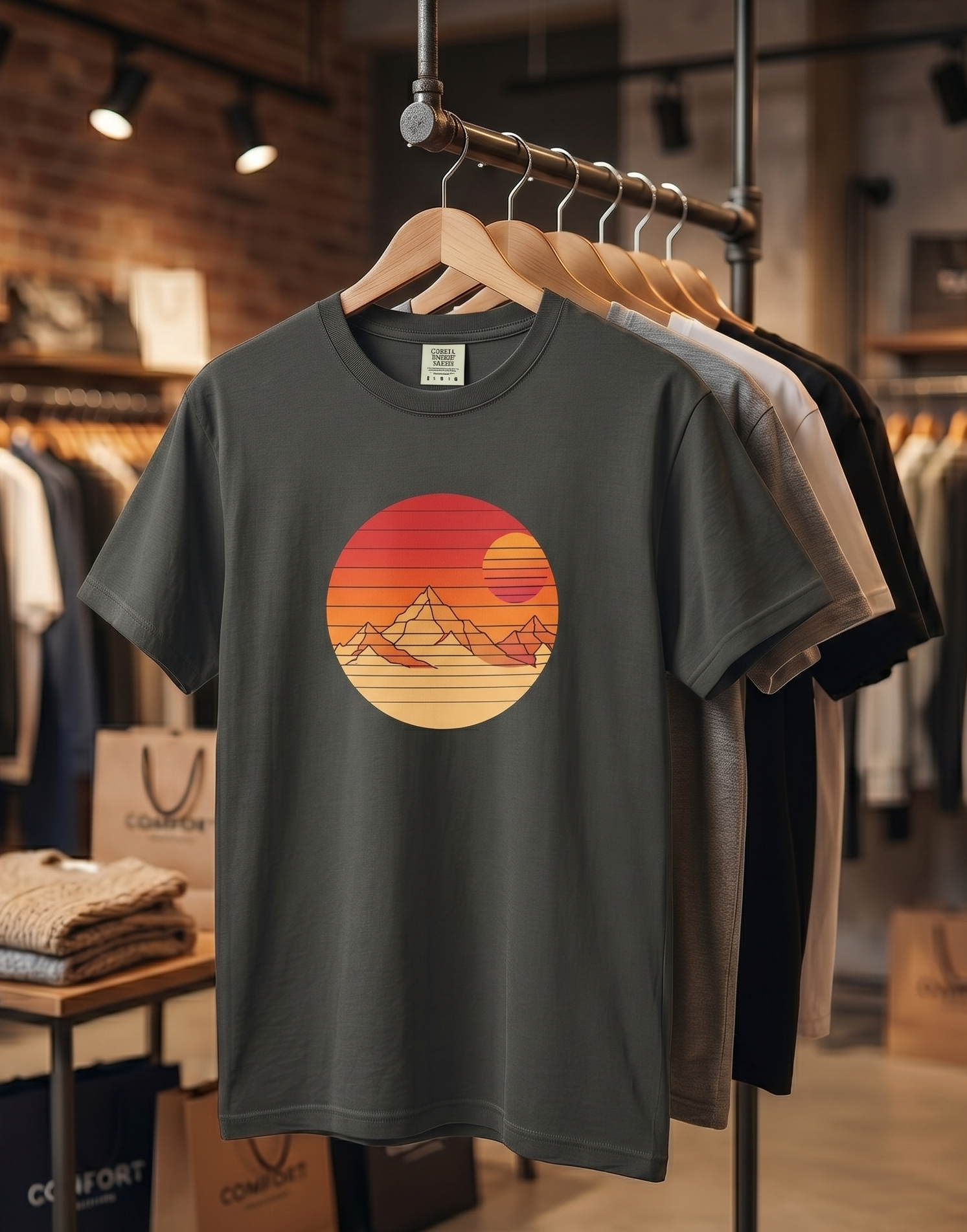 Retro Sunset Mountain T-shirt | Vintage Mountain Graphic Tee