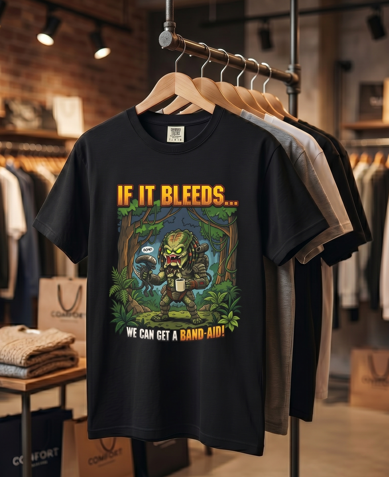 Predator "If It Bleeds" Forest Design T-Shirt | Horror Movie Character