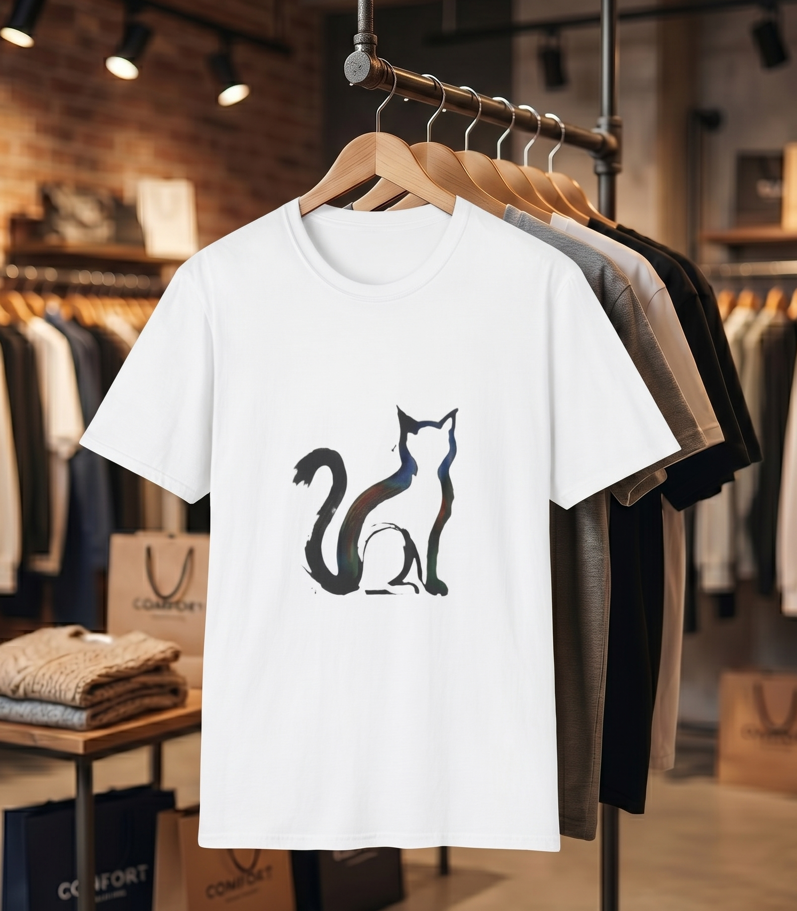 Silhouette Cat Illustration T-Shirt | Minimal Cat Artwork