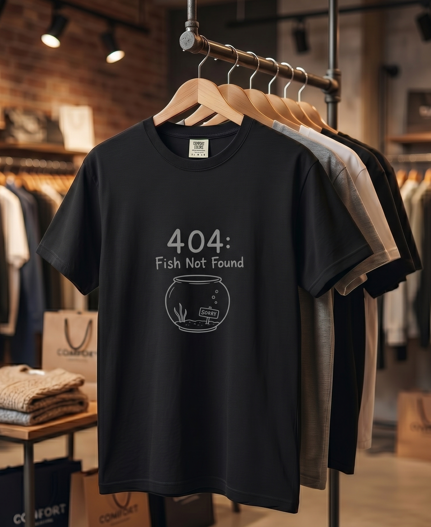 404 Fish Not Found T-Shirt | Funny Fish Bowl Graphic Tee
