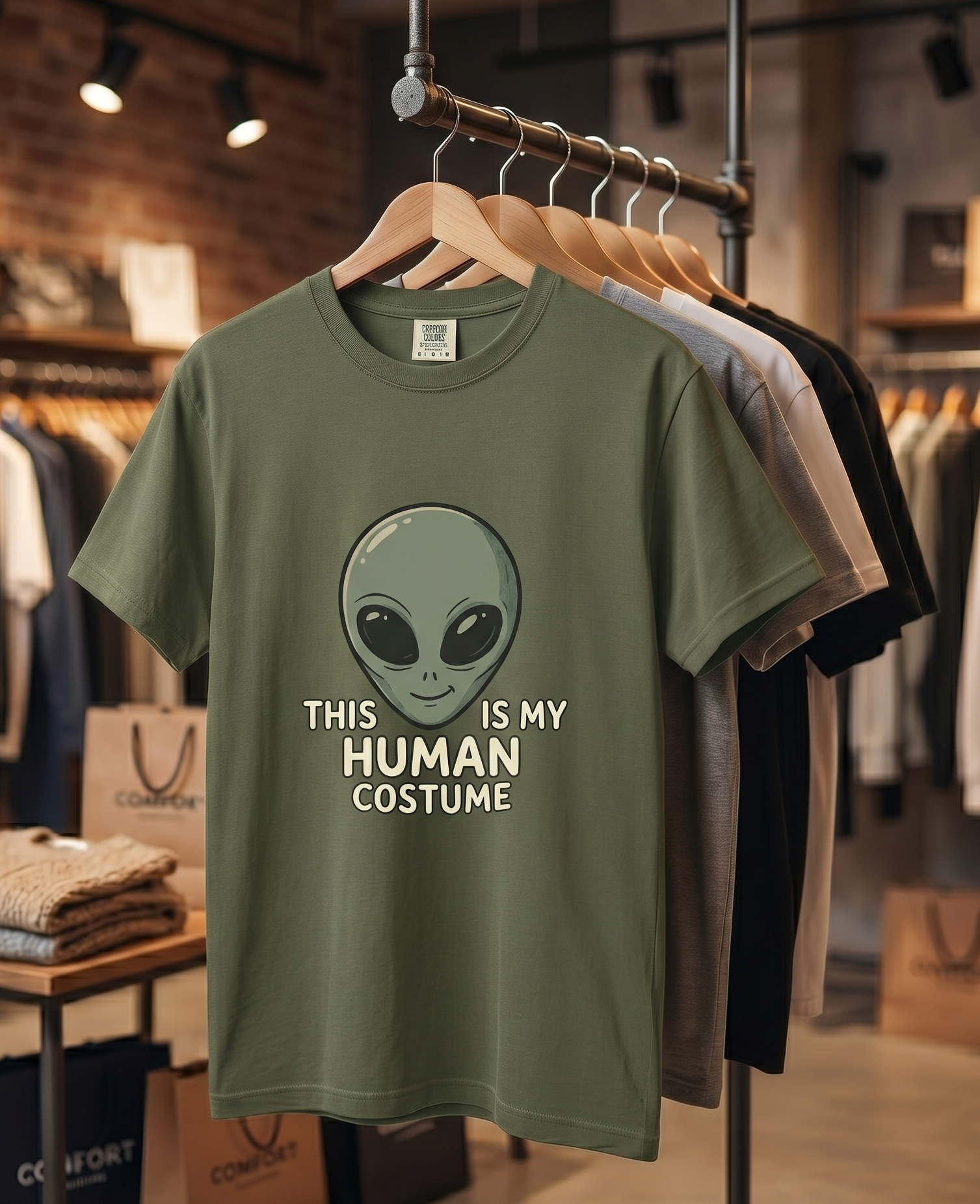 Alien Head This Is My Human Costume T-Shirt | Funny Extraterrestrial Design