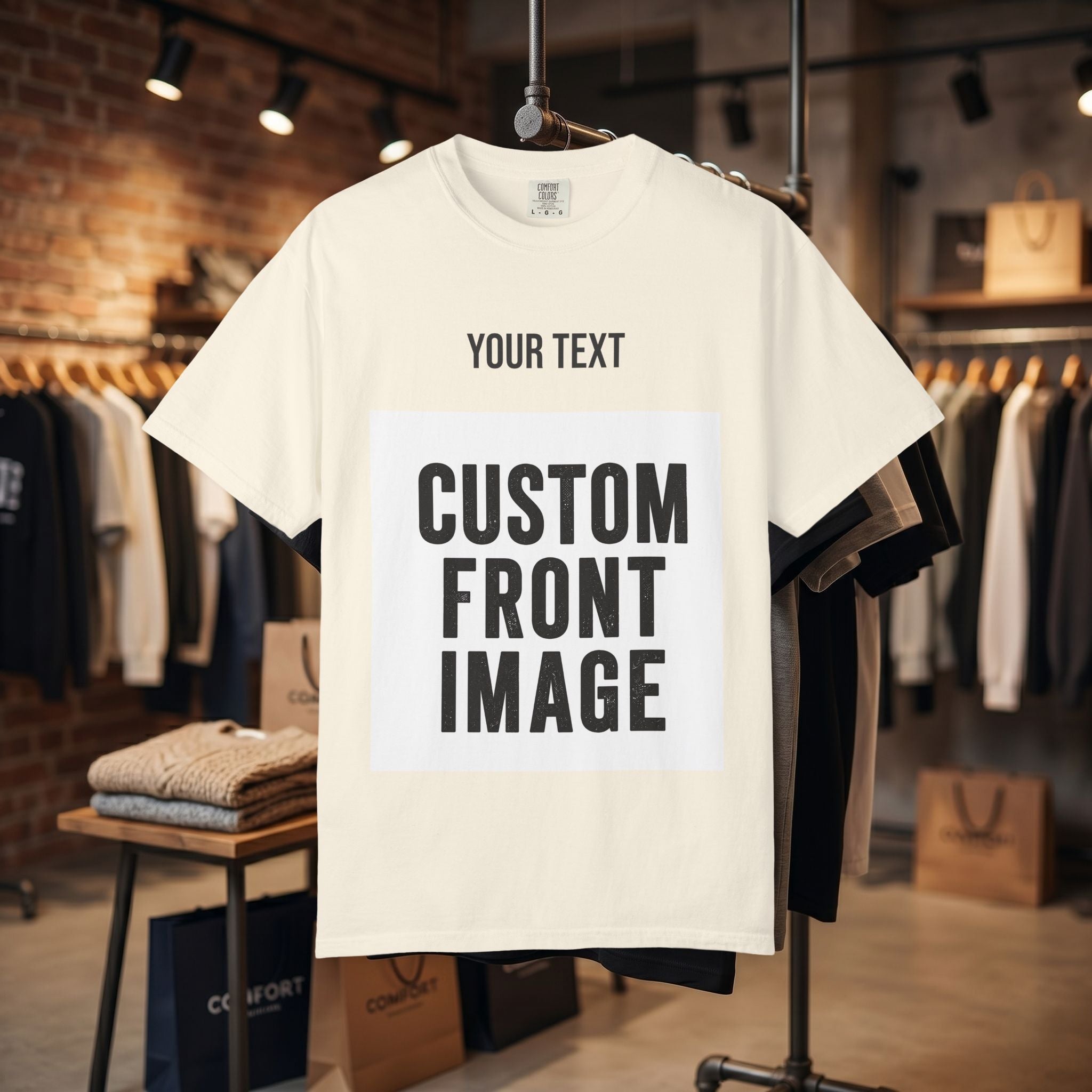Custom Front Square Print T-Shirt — Personalized Text & Image Tee