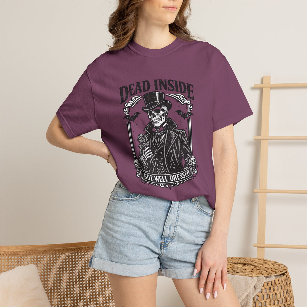 Dead Inside But Well Dressed T-Shirt — Gothic Skeleton Vintage Graphic Tee